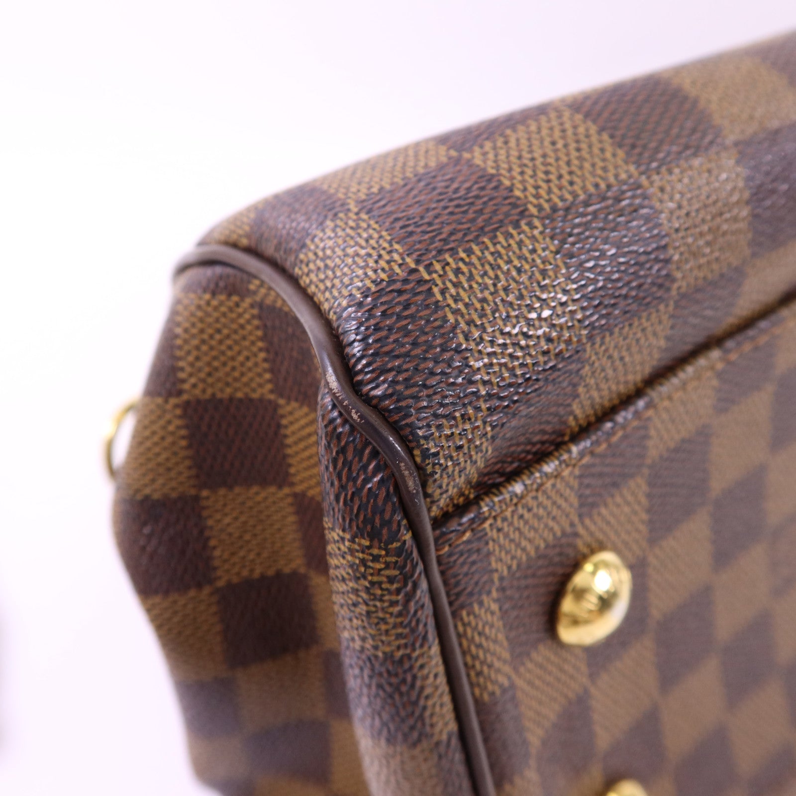 LOUIS VUITTON Damier Trevi PM金扣手挽肩背兩用袋棕色