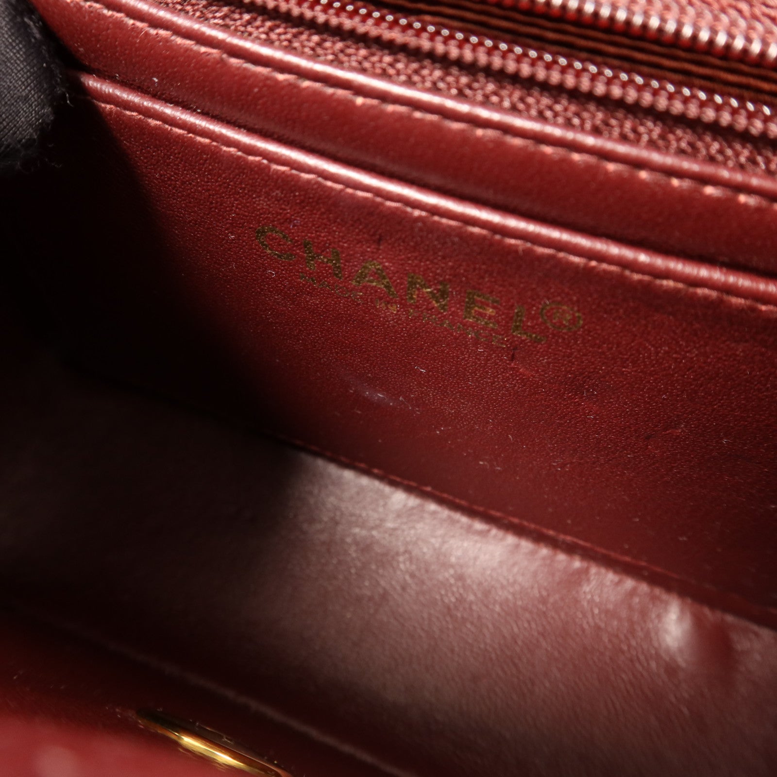 CHANEL 羊皮皮革Vintage Classic Mini Square 17金扣鏈帶肩背袋