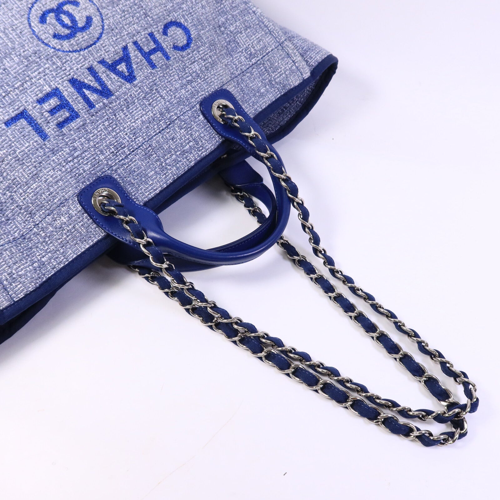 CHANEL 帆布Deauville Tote Bag手挽肩背兩用袋