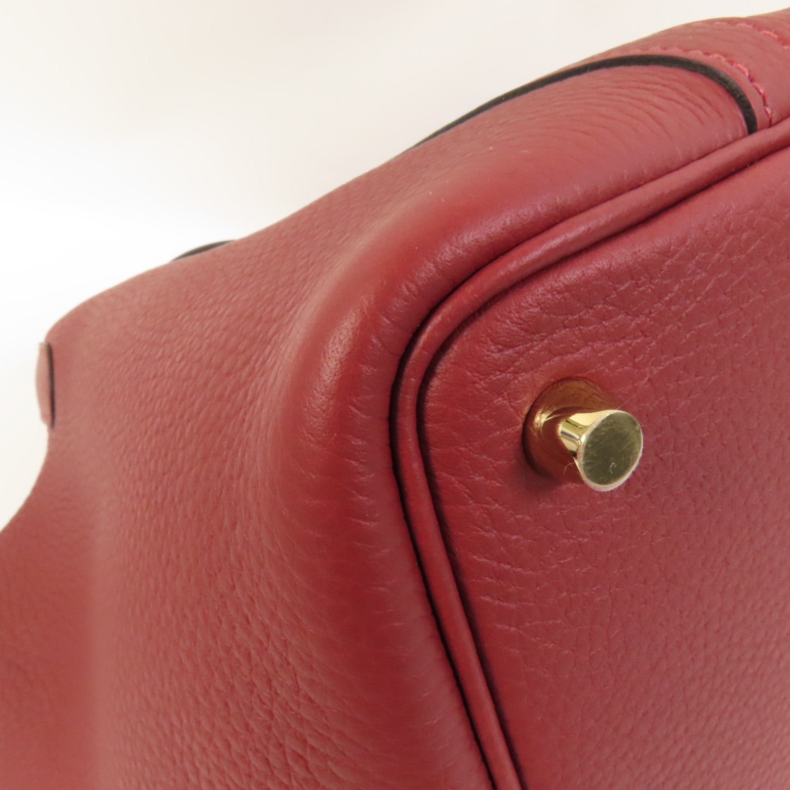 HERMES Clemence皮革Picotin PM金扣手挽袋Rouge H