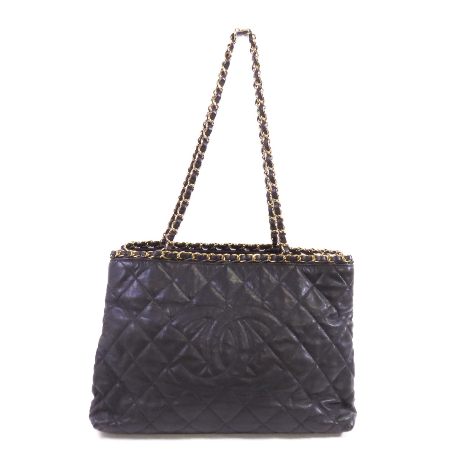 CHANEL 牛皮皮革Chain Around Tote金扣鏈帶肩背袋