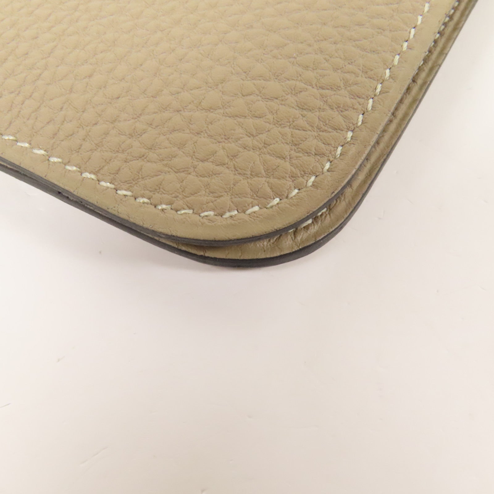 HERMES Clemence皮革Dogon GM金扣長錢包Gris Tourterelle