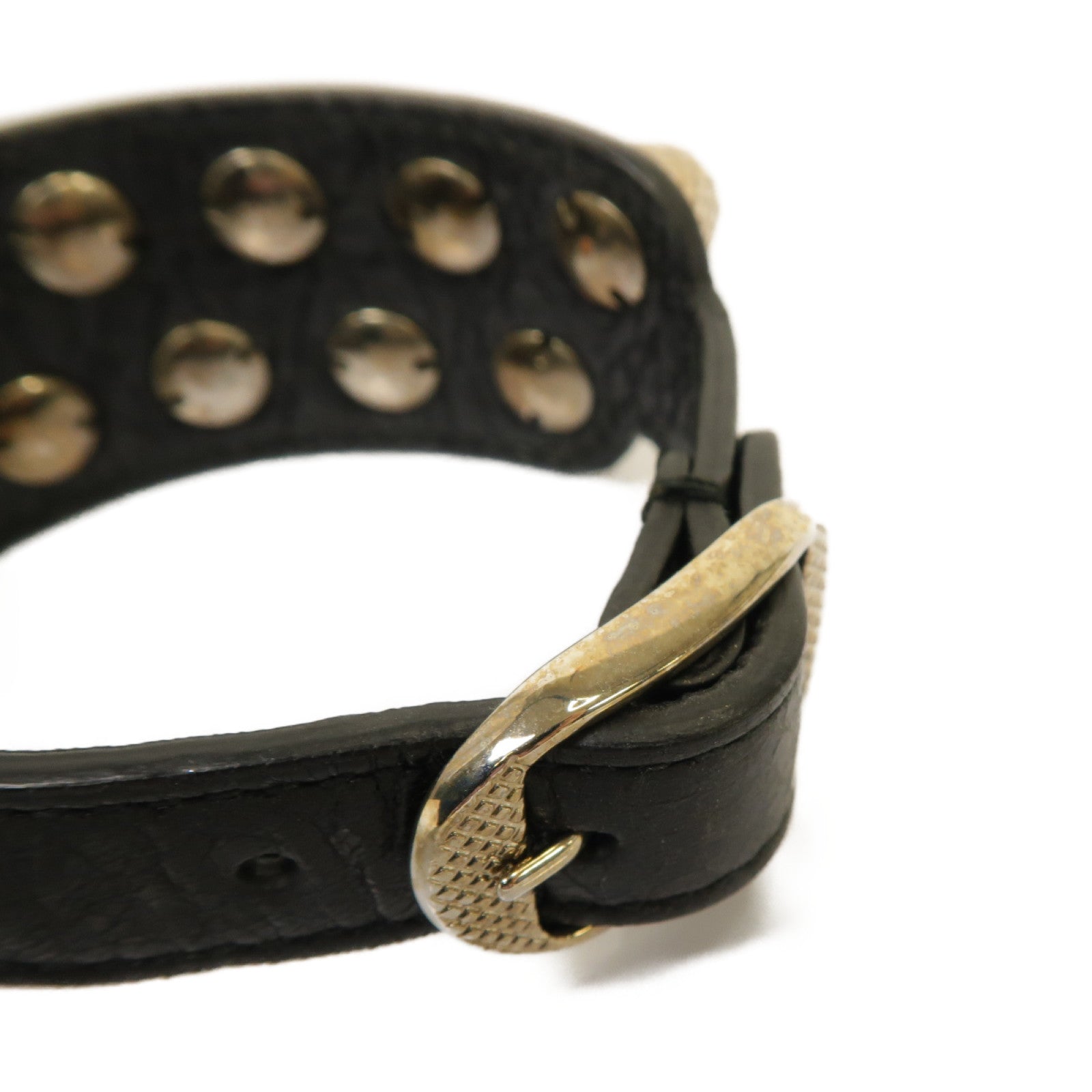 BALENCIAGA 【激減優惠】牛皮皮革/金屬Bracelet銀扣手鐲黑色
