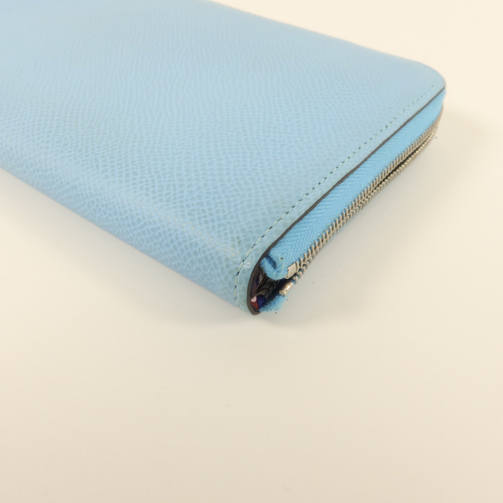 HERMES Epsom皮革Silk In Long Wallet長錢包Celeste