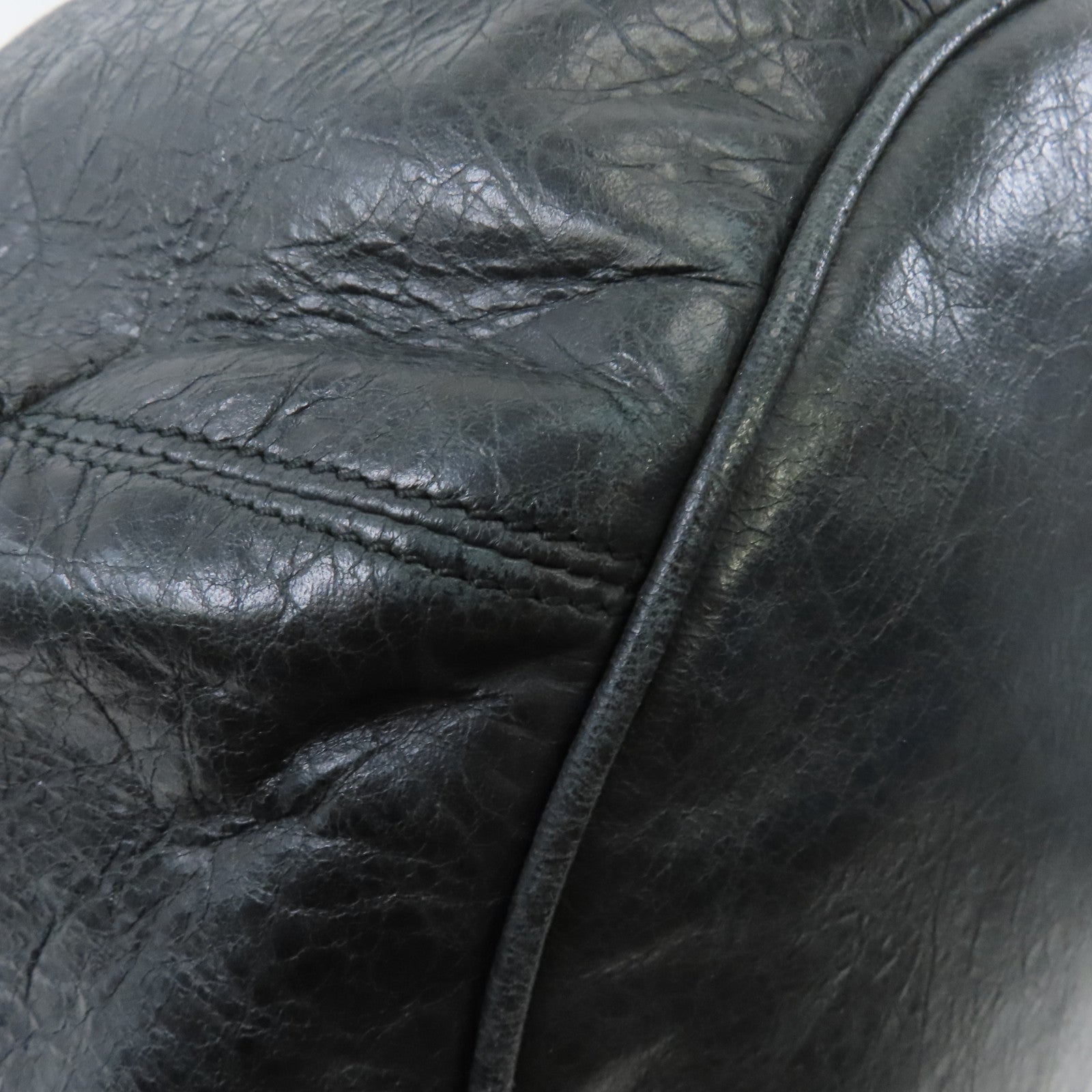 BALENCIAGA 皮革2 Way Shoulder金扣手挽肩背兩用袋深灰色