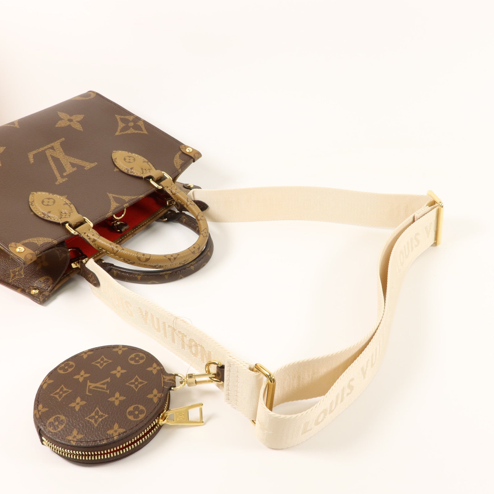 LOUIS VUITTON Monogram Giant OnTheGo PM金扣手挽肩背兩用袋棕色