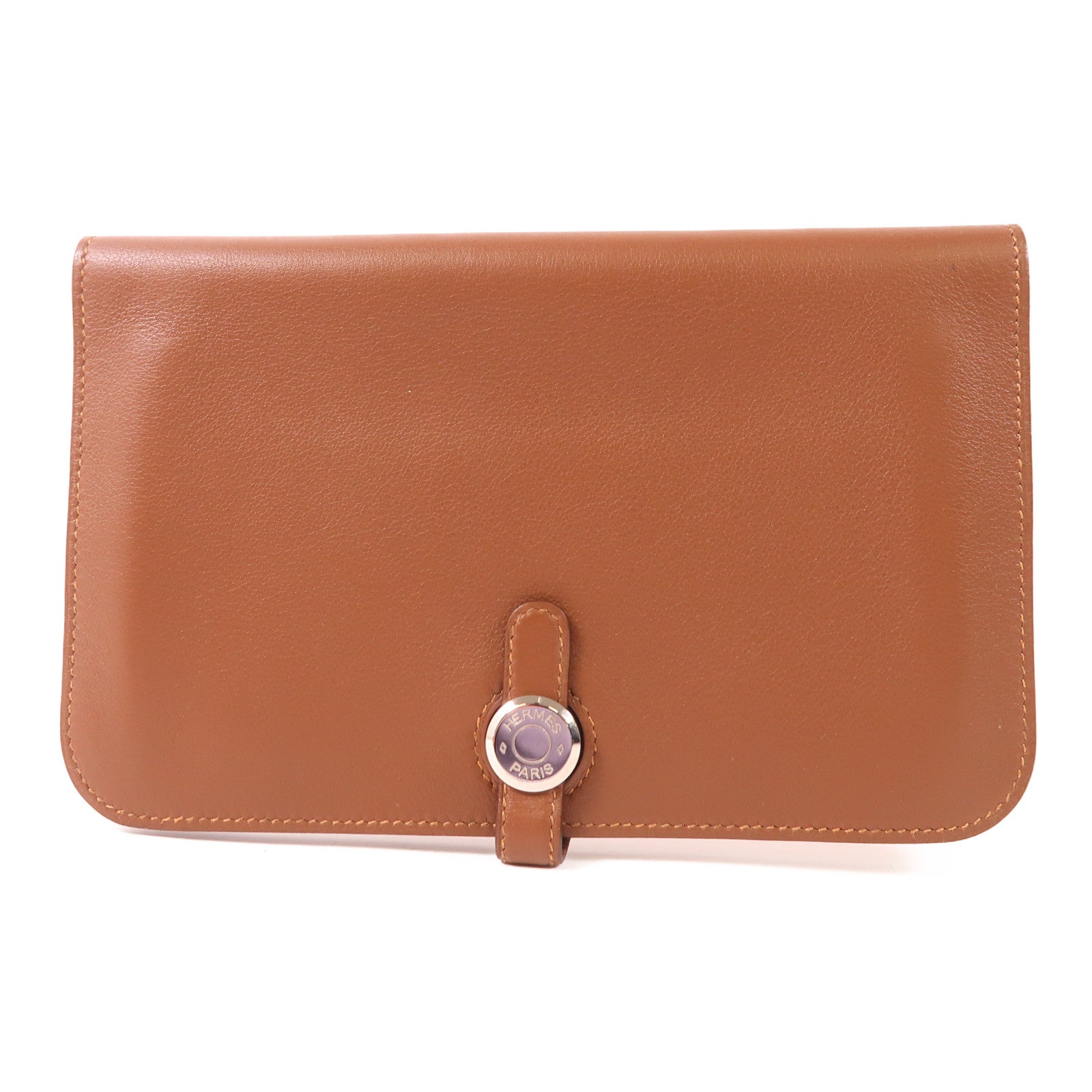 HERMES Swift皮革Dogon GM銀扣長錢包Gold