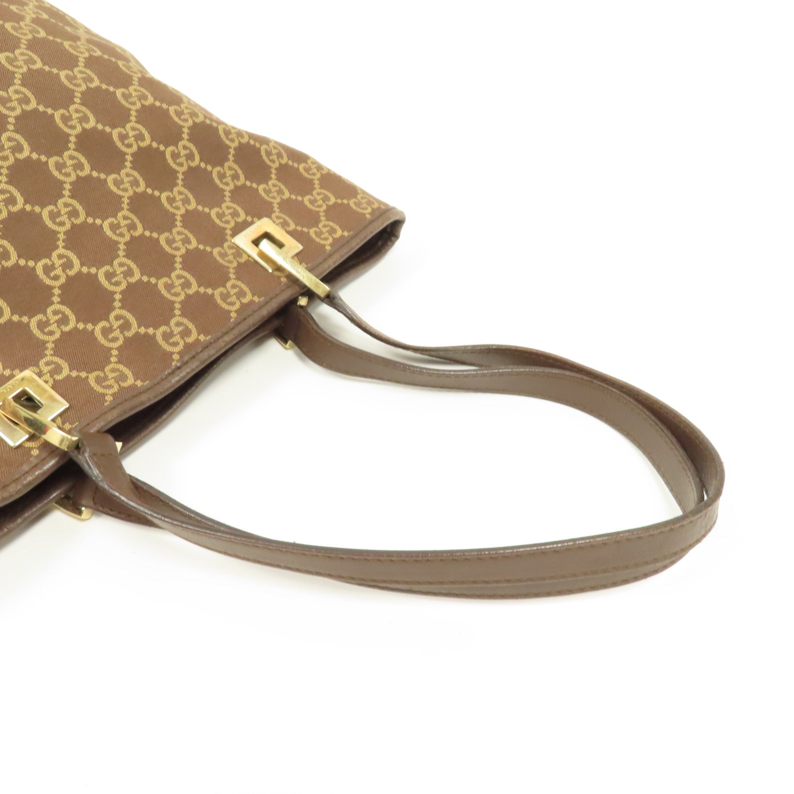 GUCCI 帆布Hand Bag金扣手挽袋啡色