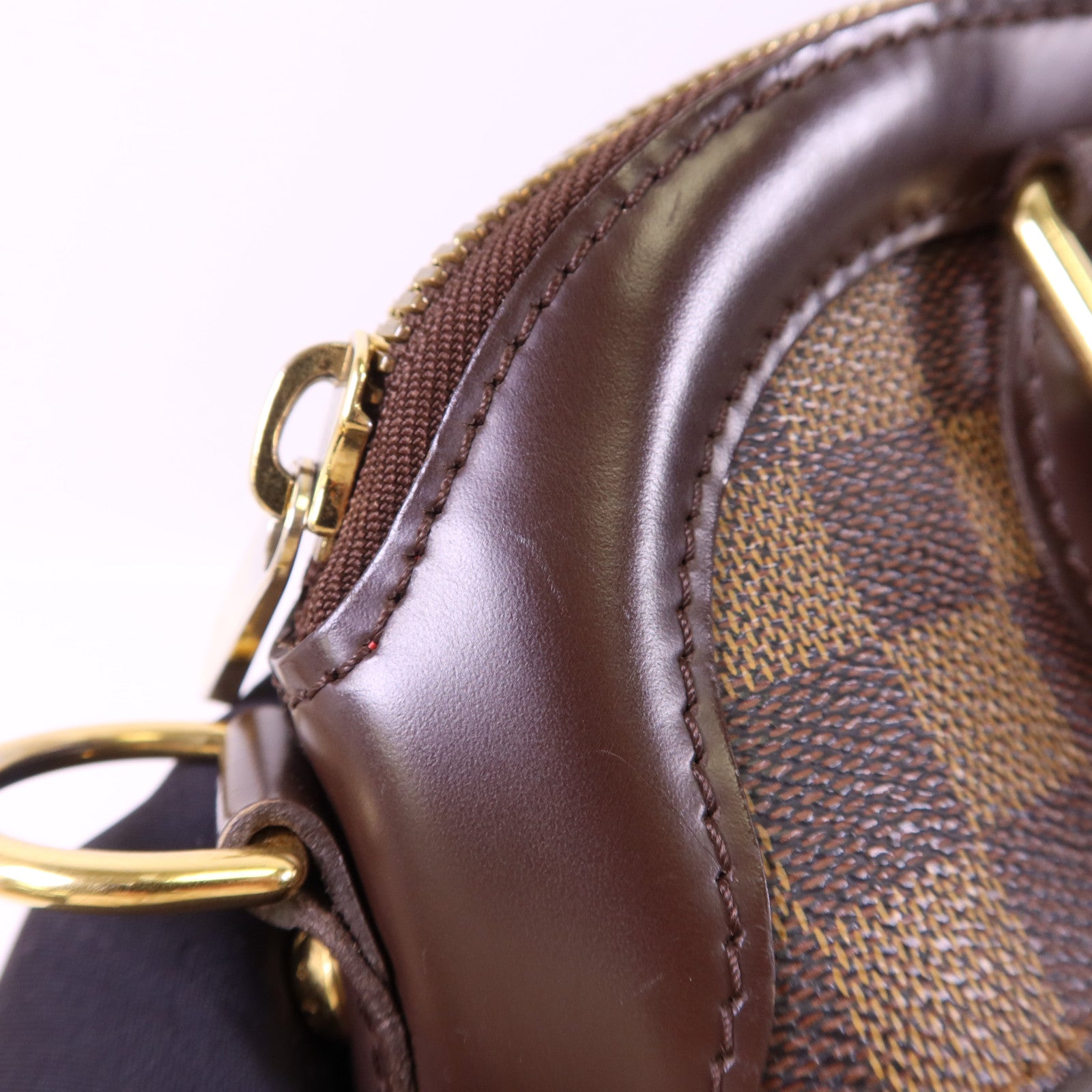 LOUIS VUITTON Damier Trevi PM金扣手挽肩背兩用袋棕色