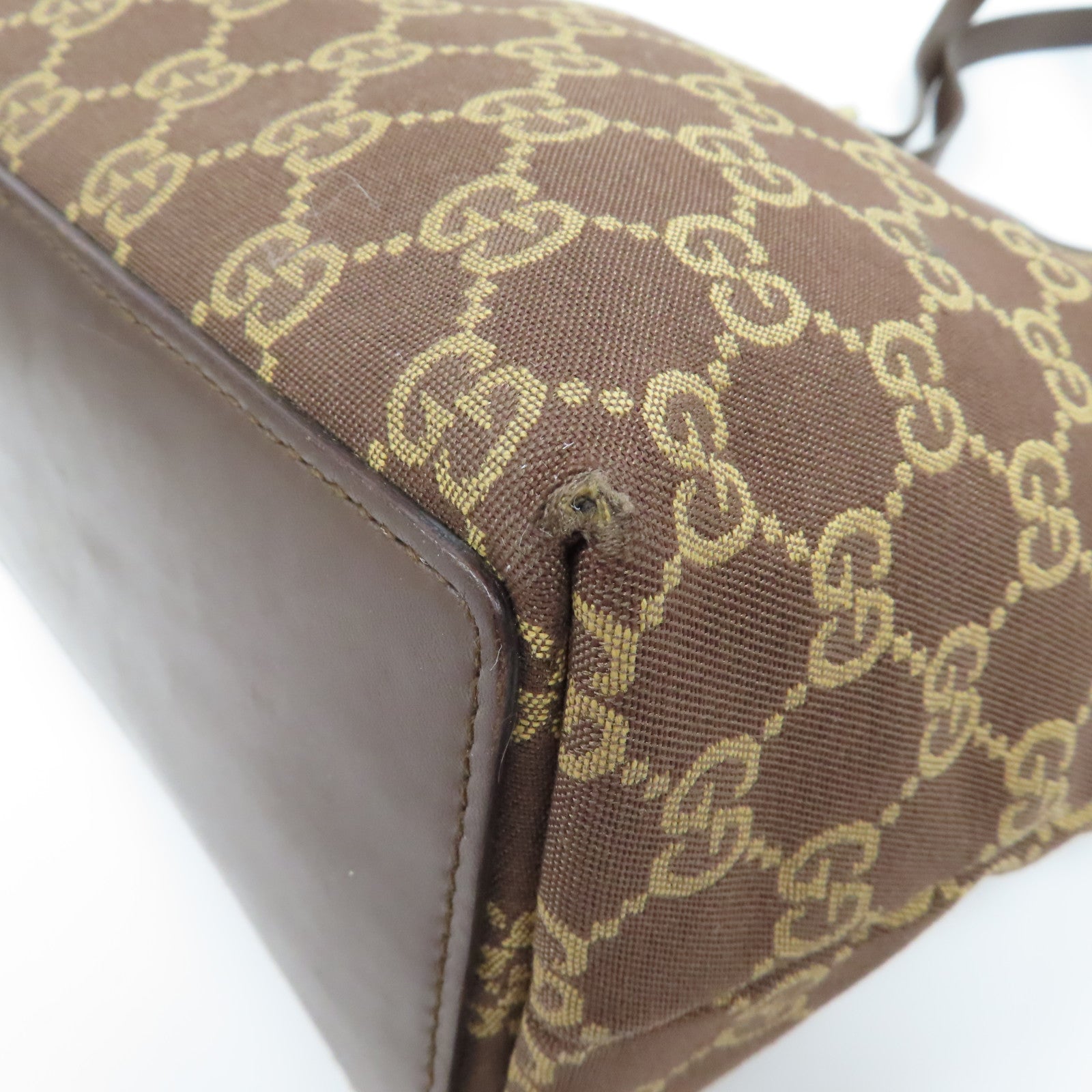 GUCCI 帆布Hand Bag金扣手挽袋啡色
