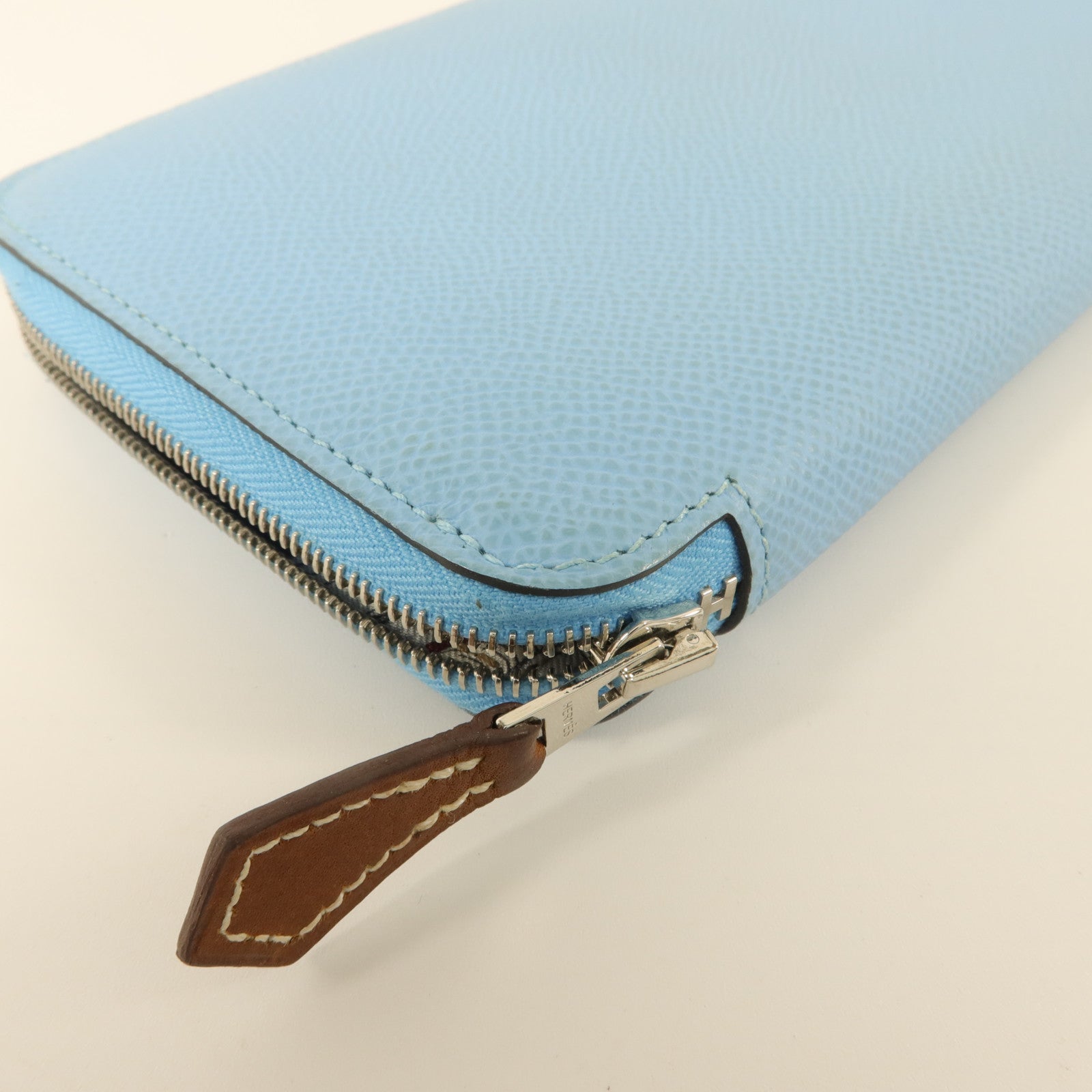 HERMES Epsom皮革Silk In Long Wallet長錢包Celeste