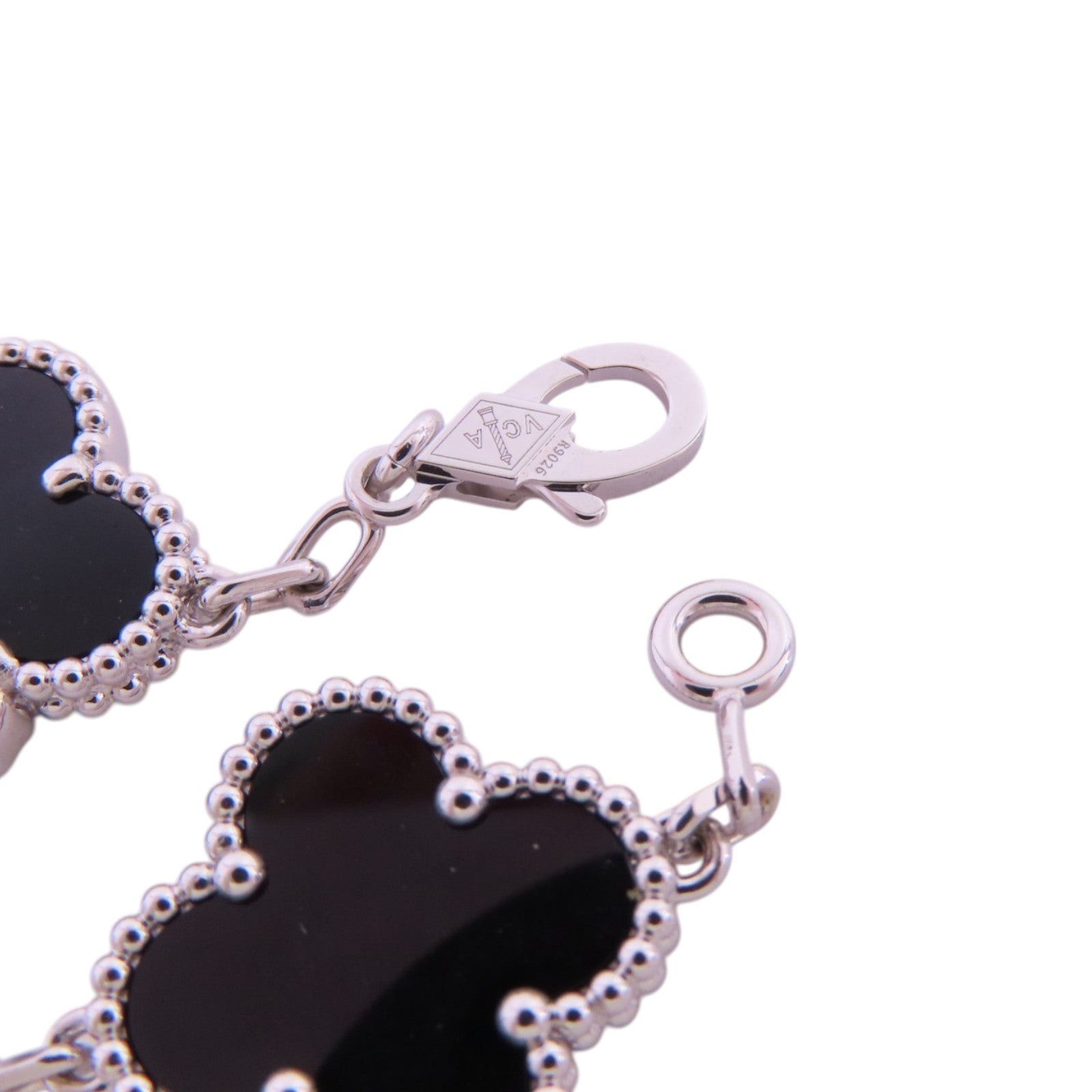 Van Cleef & Arpels 18K白金Vintage Alhambra Bracelet鑽石/縞瑪瑙手鏈