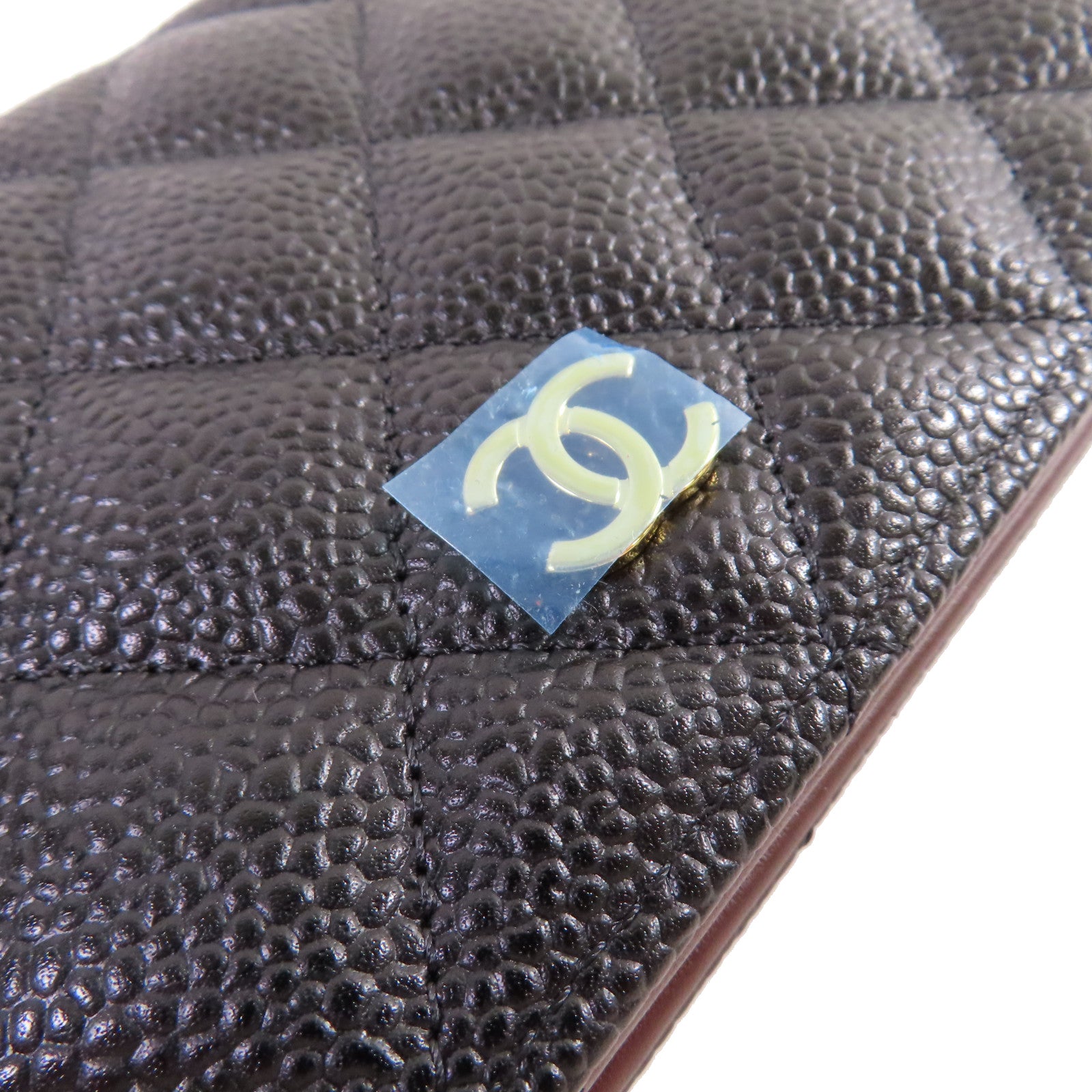 CHANEL 菱格Caviar皮革Long Wallet金扣長錢包黑色