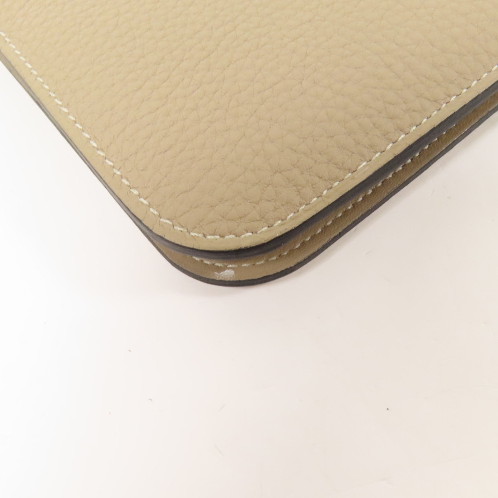 HERMES Clemence皮革Dogon GM金扣長錢包Gris Tourterelle