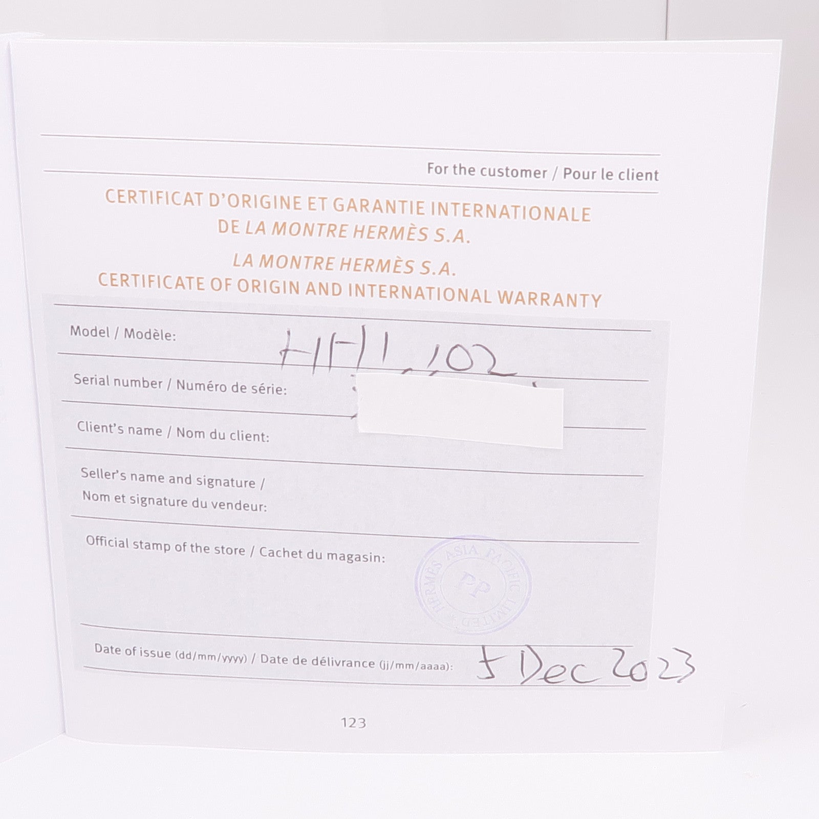 HERMES Heure H HH1.102