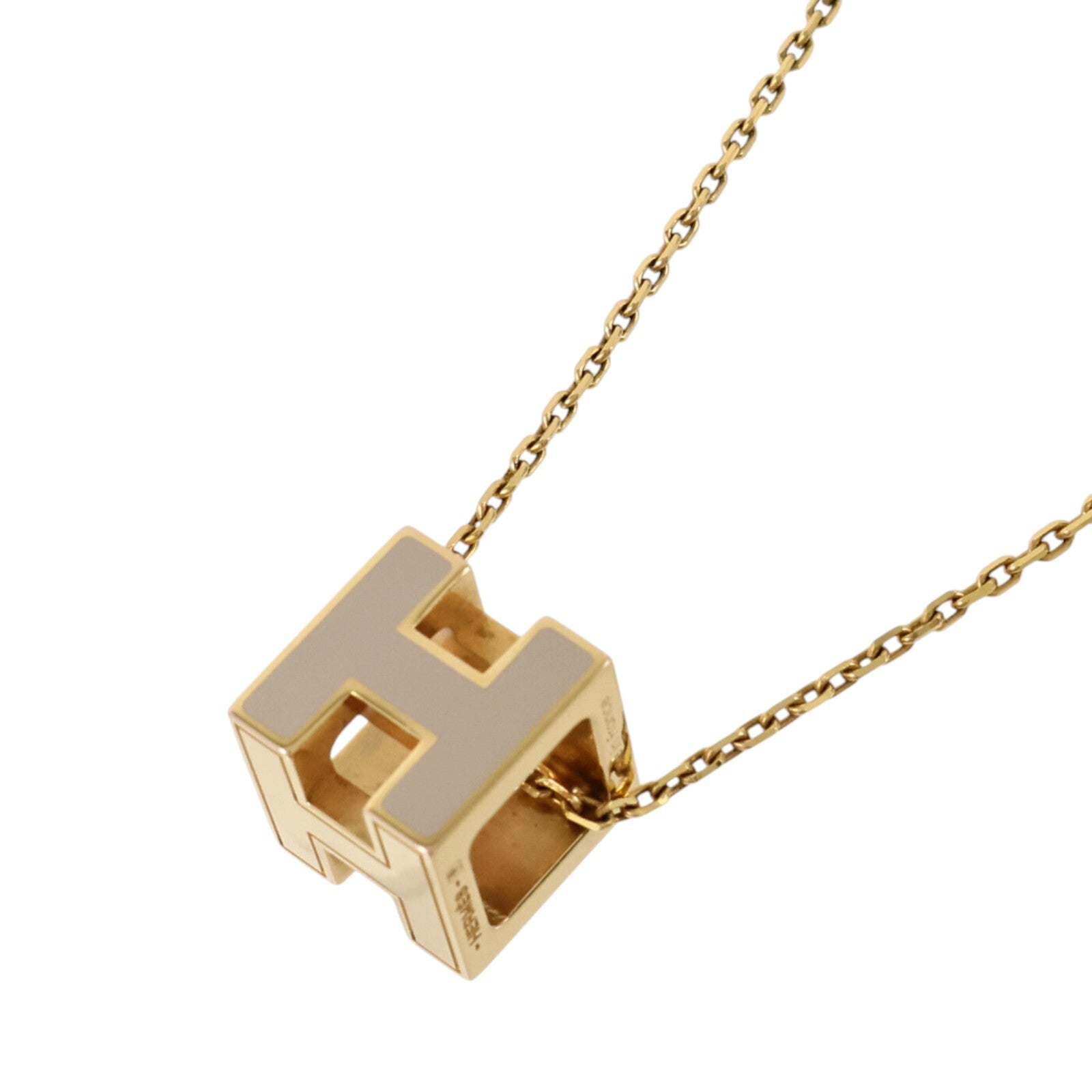HERMES 金屬/琺瑯Cube d'H項鏈Etoupe