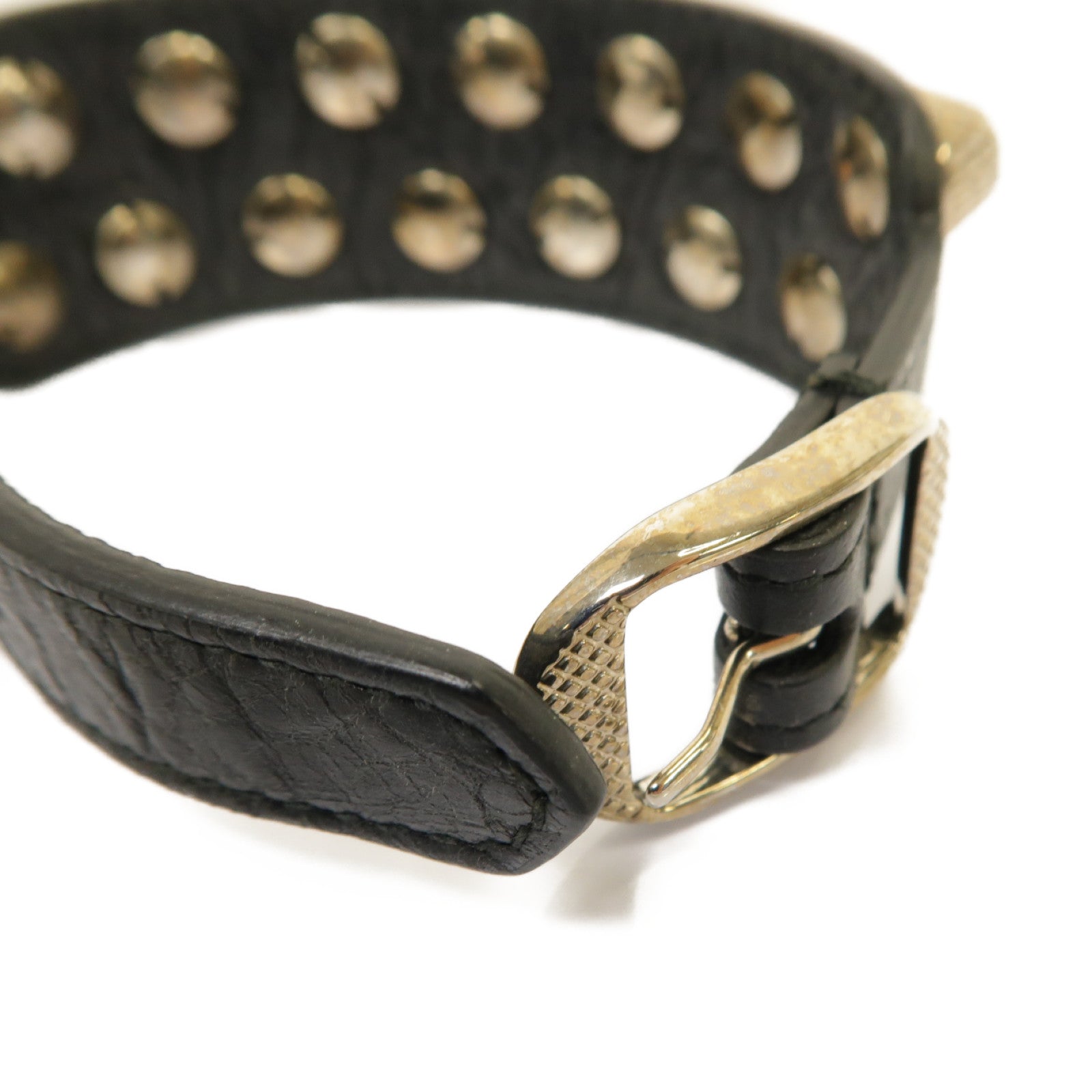 BALENCIAGA 【激減優惠】牛皮皮革/金屬Bracelet銀扣手鐲黑色