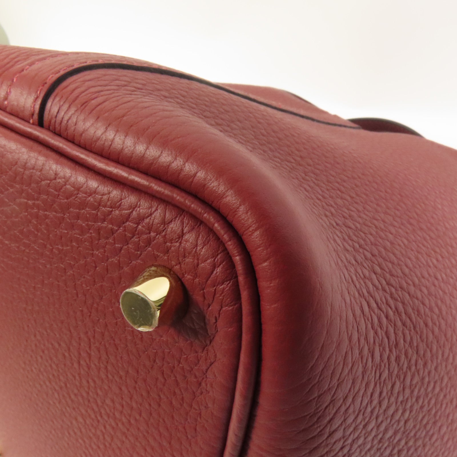 HERMES Clemence皮革Picotin PM金扣手挽袋Rouge H