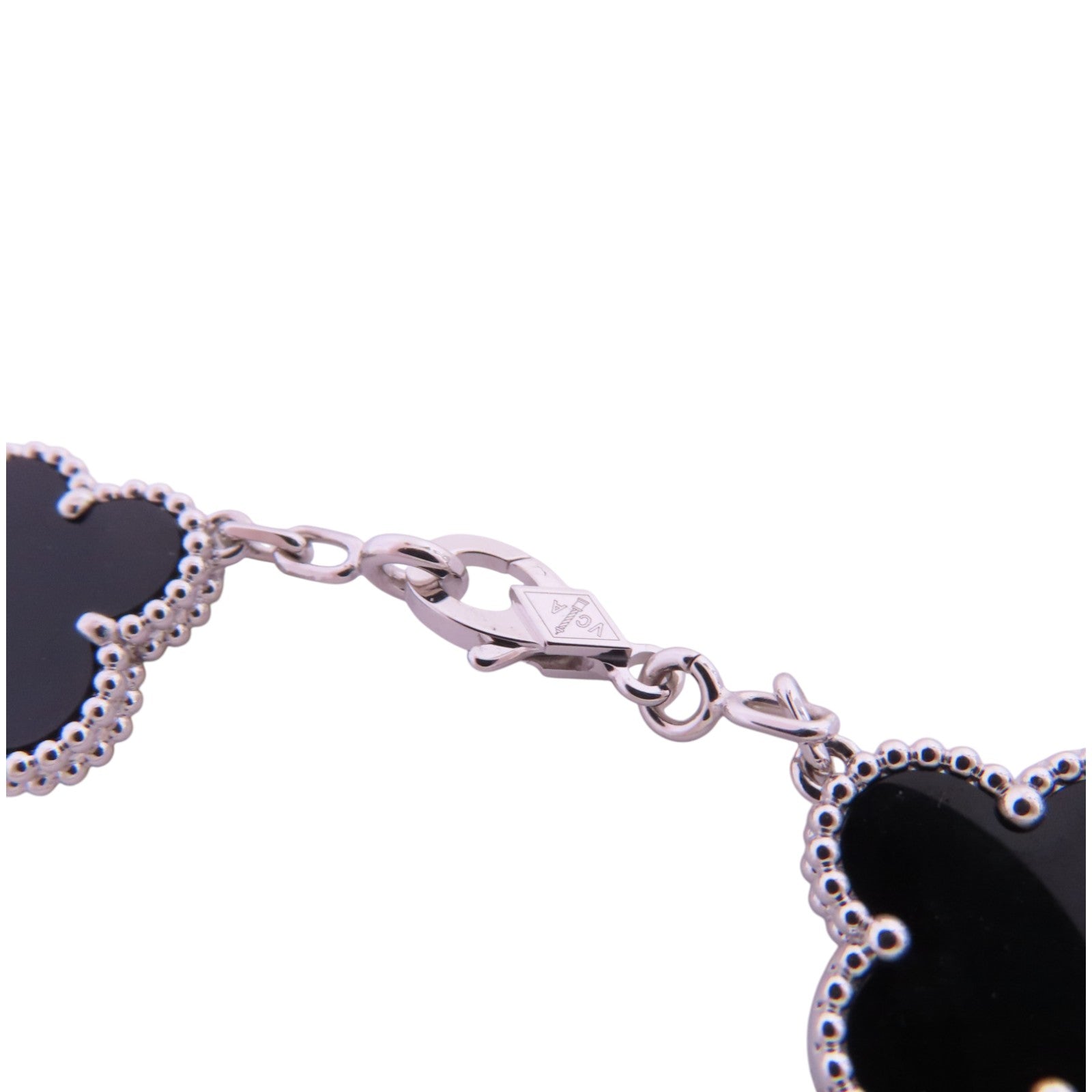 Van Cleef & Arpels 18K白金Vintage Alhambra Bracelet鑽石/縞瑪瑙手鏈