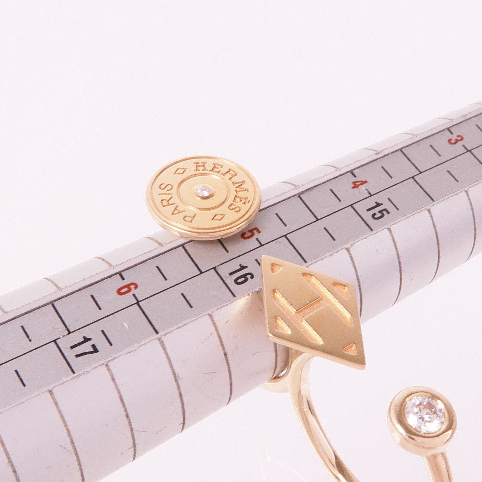 HERMES 18K玫瑰金Gambade Ring鑽石戒指US#4.25-5