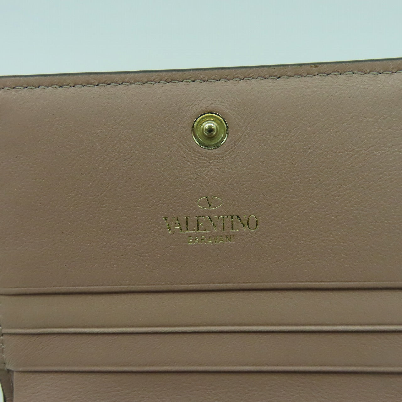 Valentino 【激減優惠】牛皮皮革Wallet金扣錢包暗粉紅色