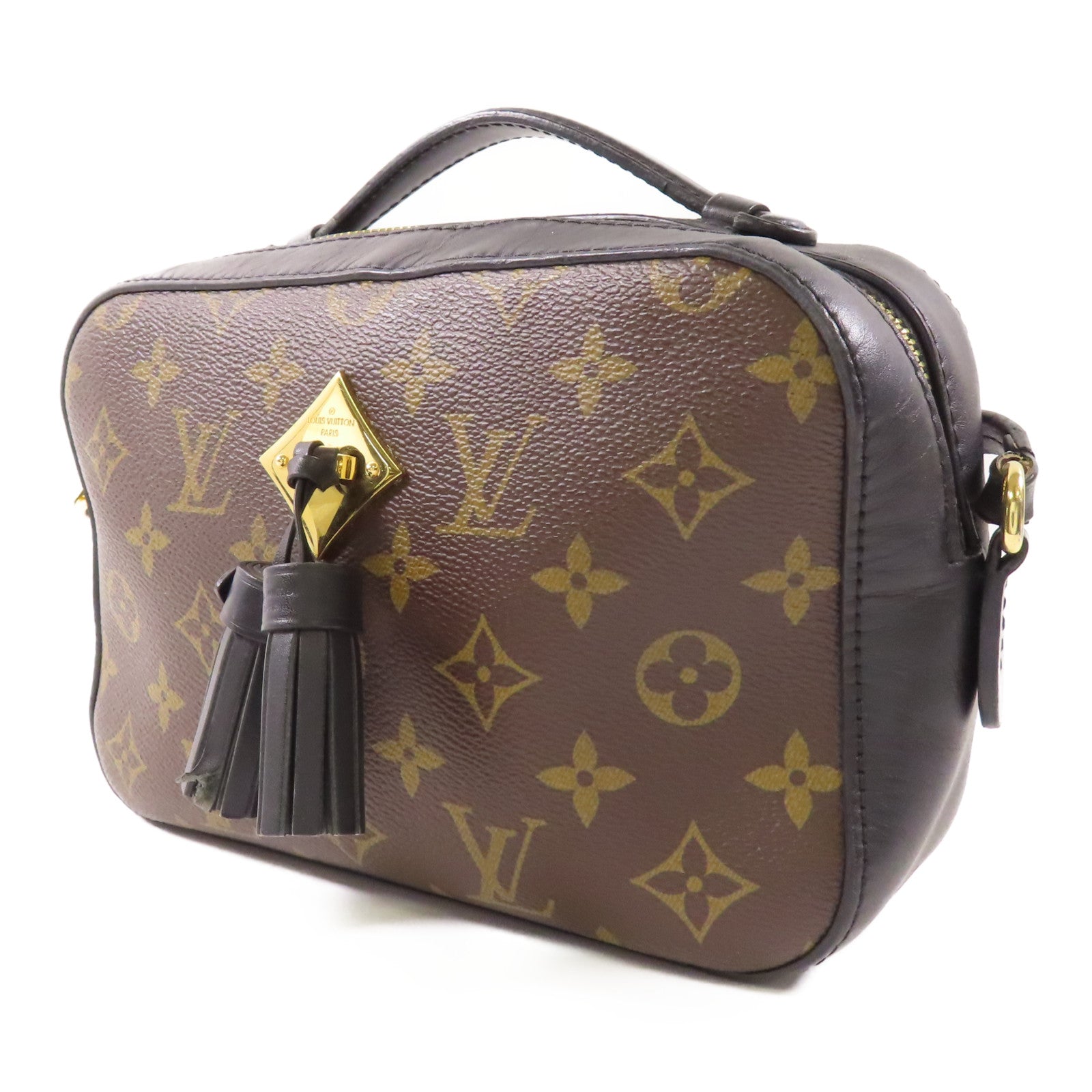 LOUIS VUITTON LV GHW Saintonge Shoulder Bag M43555 Monogram Brown/Black