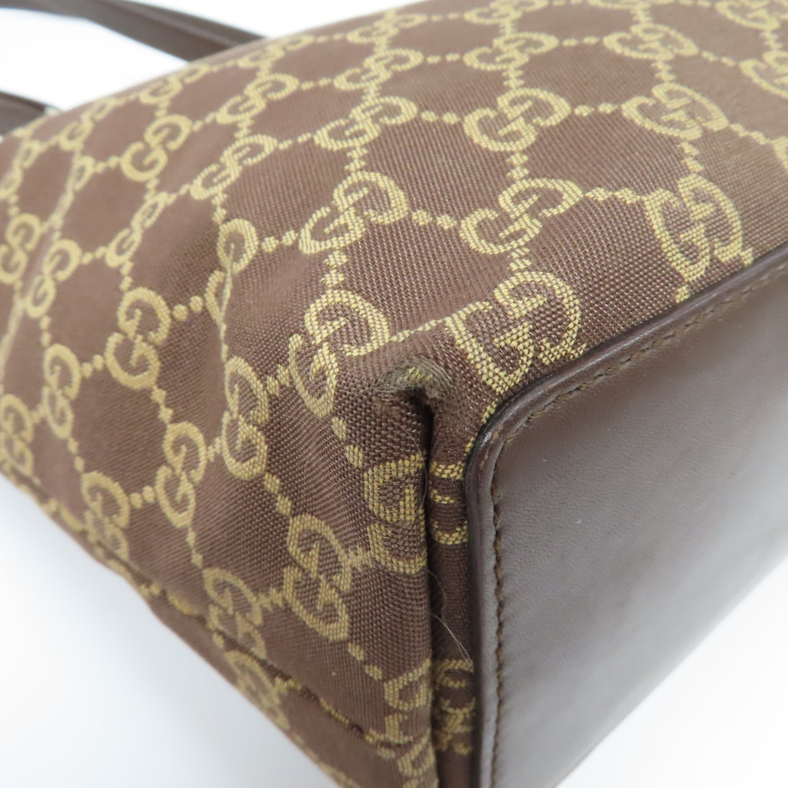 GUCCI 帆布Hand Bag金扣手挽袋啡色