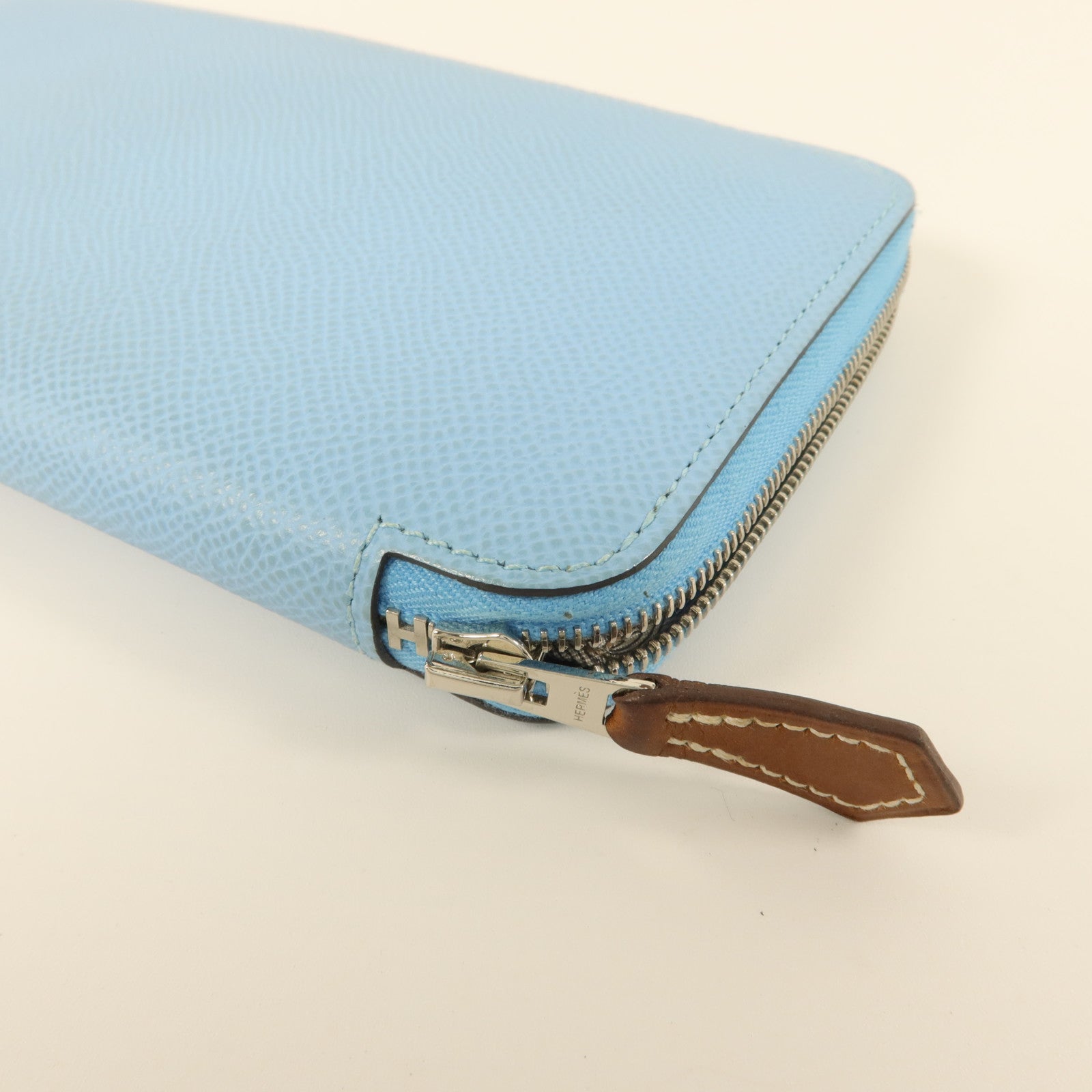 HERMES Epsom皮革Silk In Long Wallet長錢包Celeste
