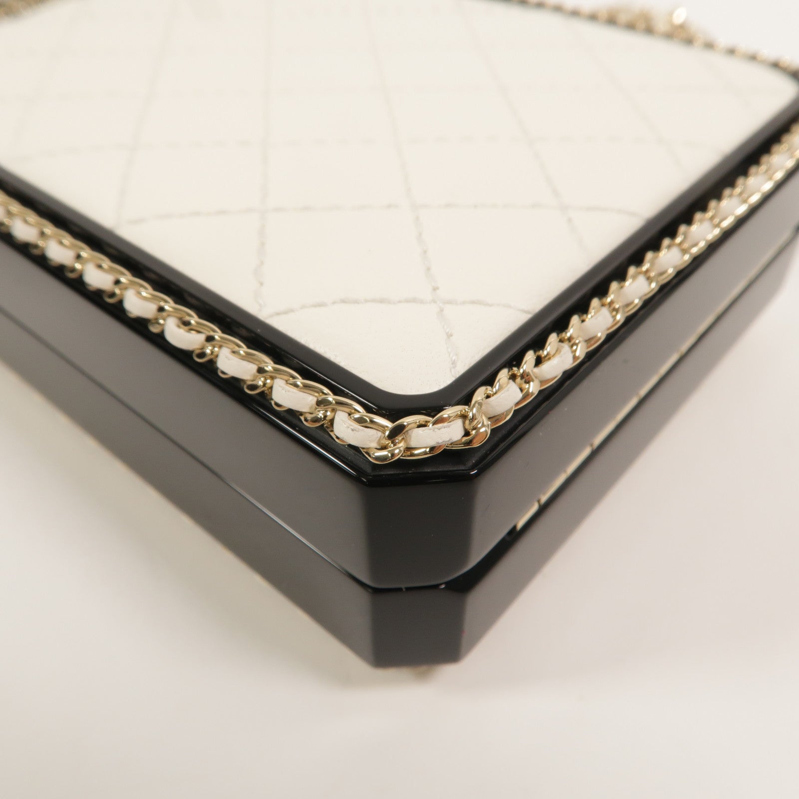 CHANEL 羊皮皮革PVC Chain Shoulder鏈帶肩背袋