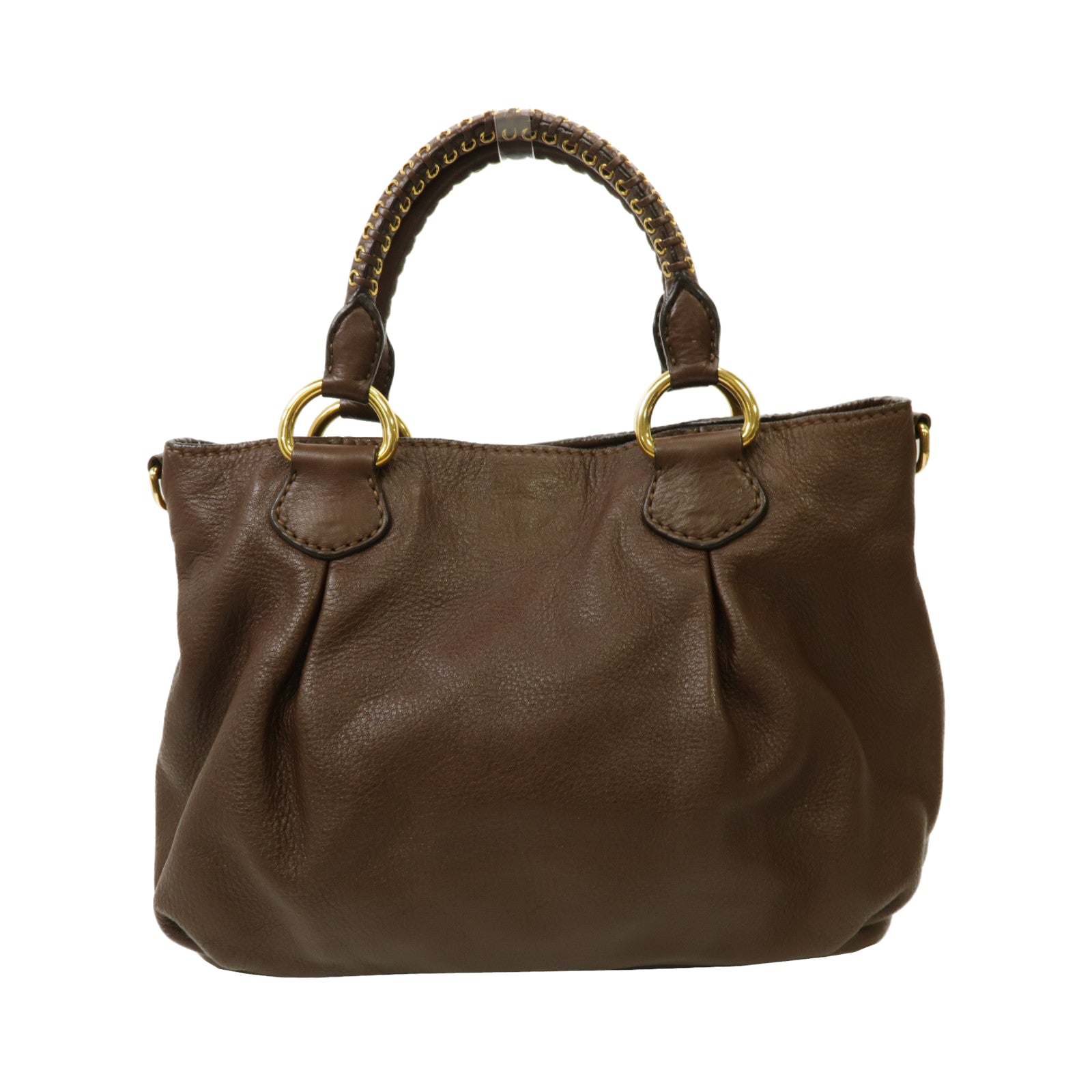 Miu Miu 牛皮皮革2way Shoulder Bag金扣手挽肩背兩用袋啡色
