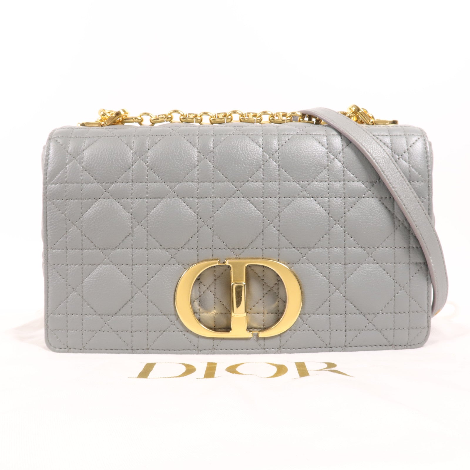 Dior 牛皮皮革Dior Caro Mendium金扣鏈帶肩背袋