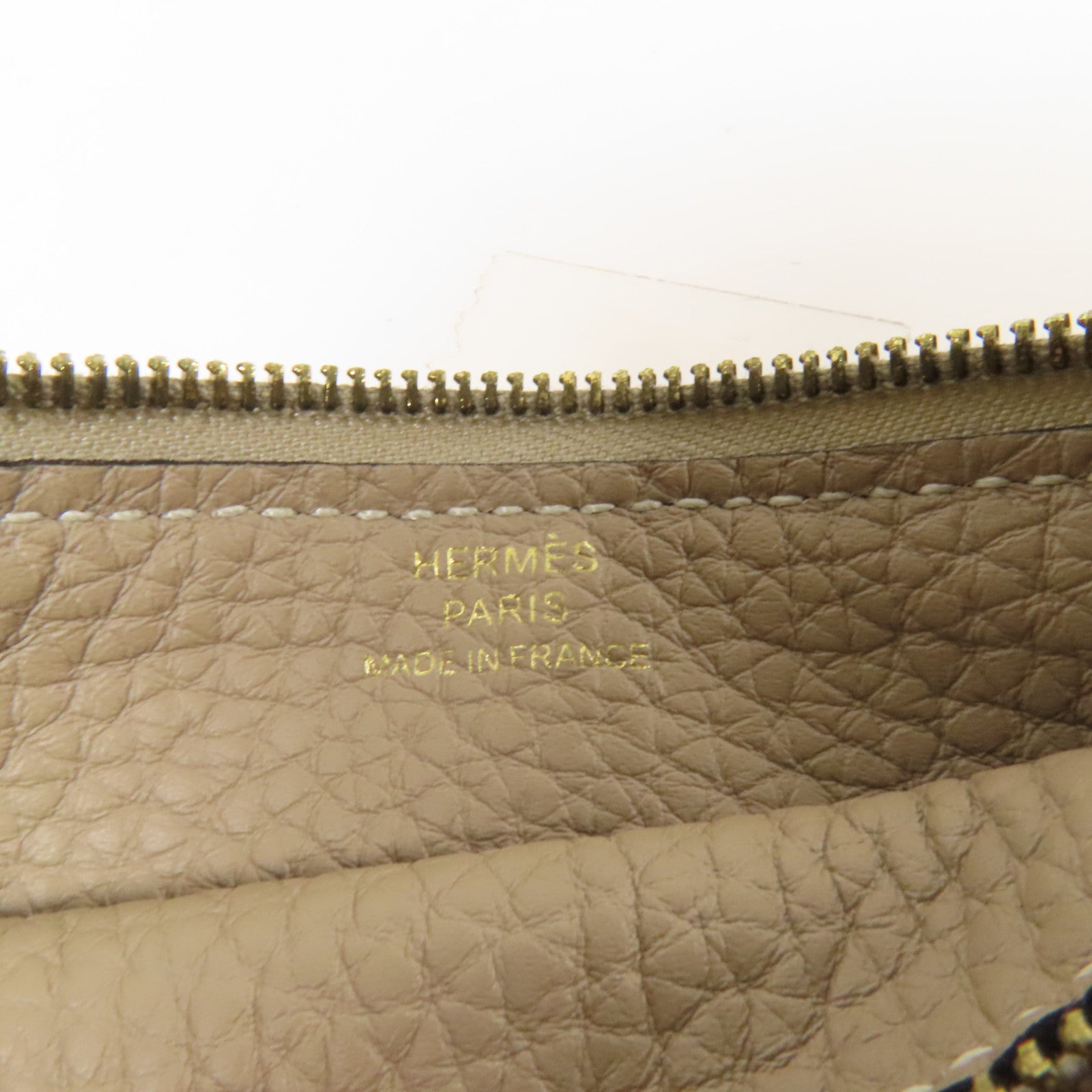 HERMES Clemence皮革Dogon GM金扣長錢包Gris Tourterelle