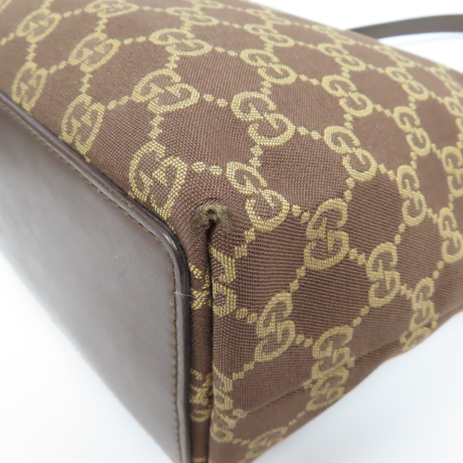 GUCCI 帆布Hand Bag金扣手挽袋啡色