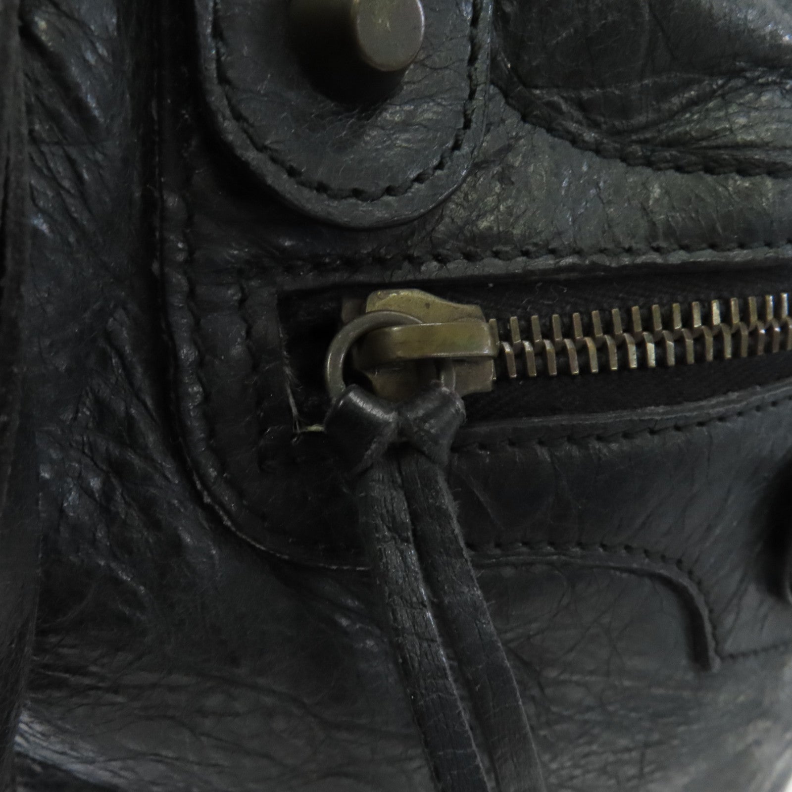 BALENCIAGA 皮革2 Way Shoulder金扣手挽肩背兩用袋深灰色