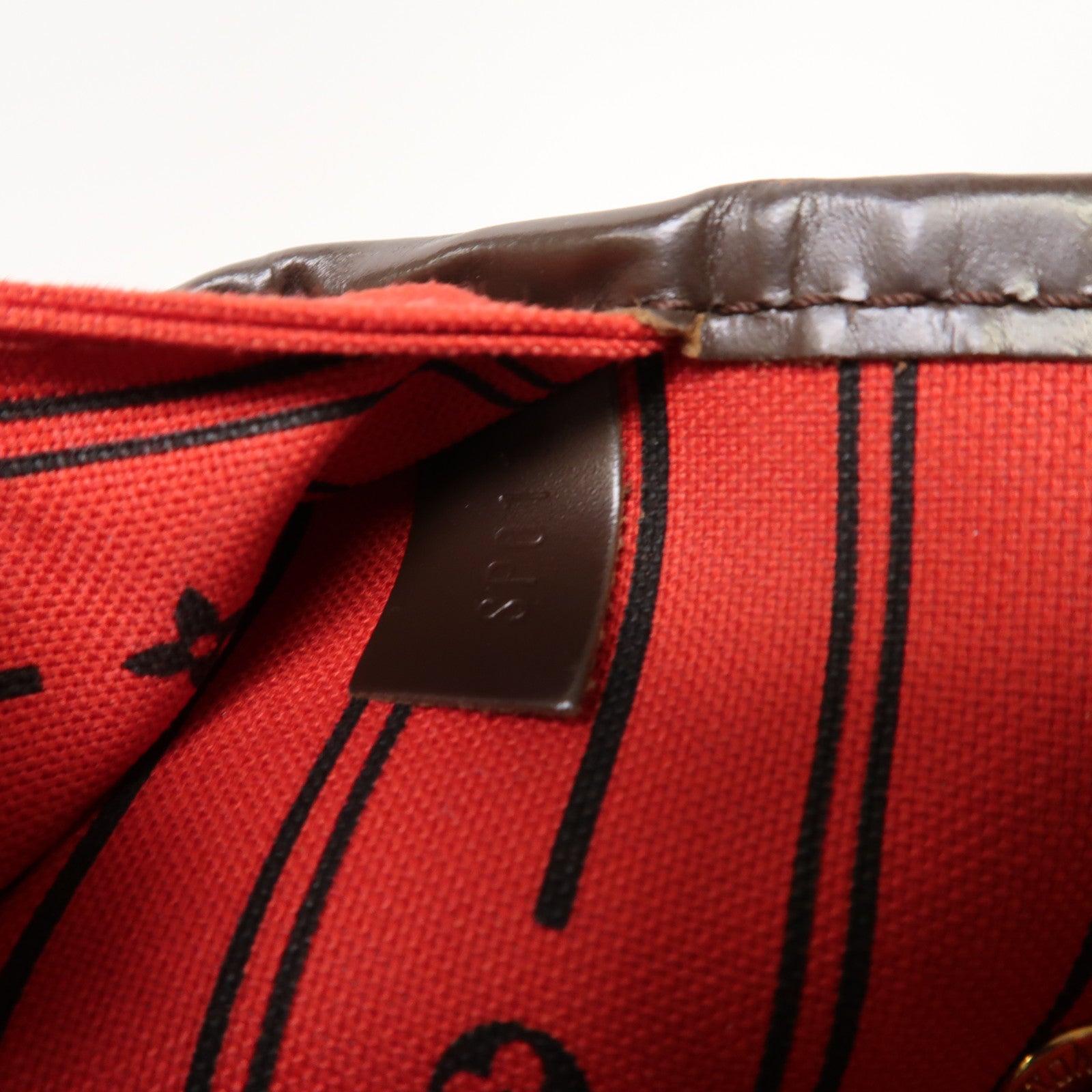 LOUIS VUITTON Damier Ebene Neverfull MM金扣手挽袋啡色