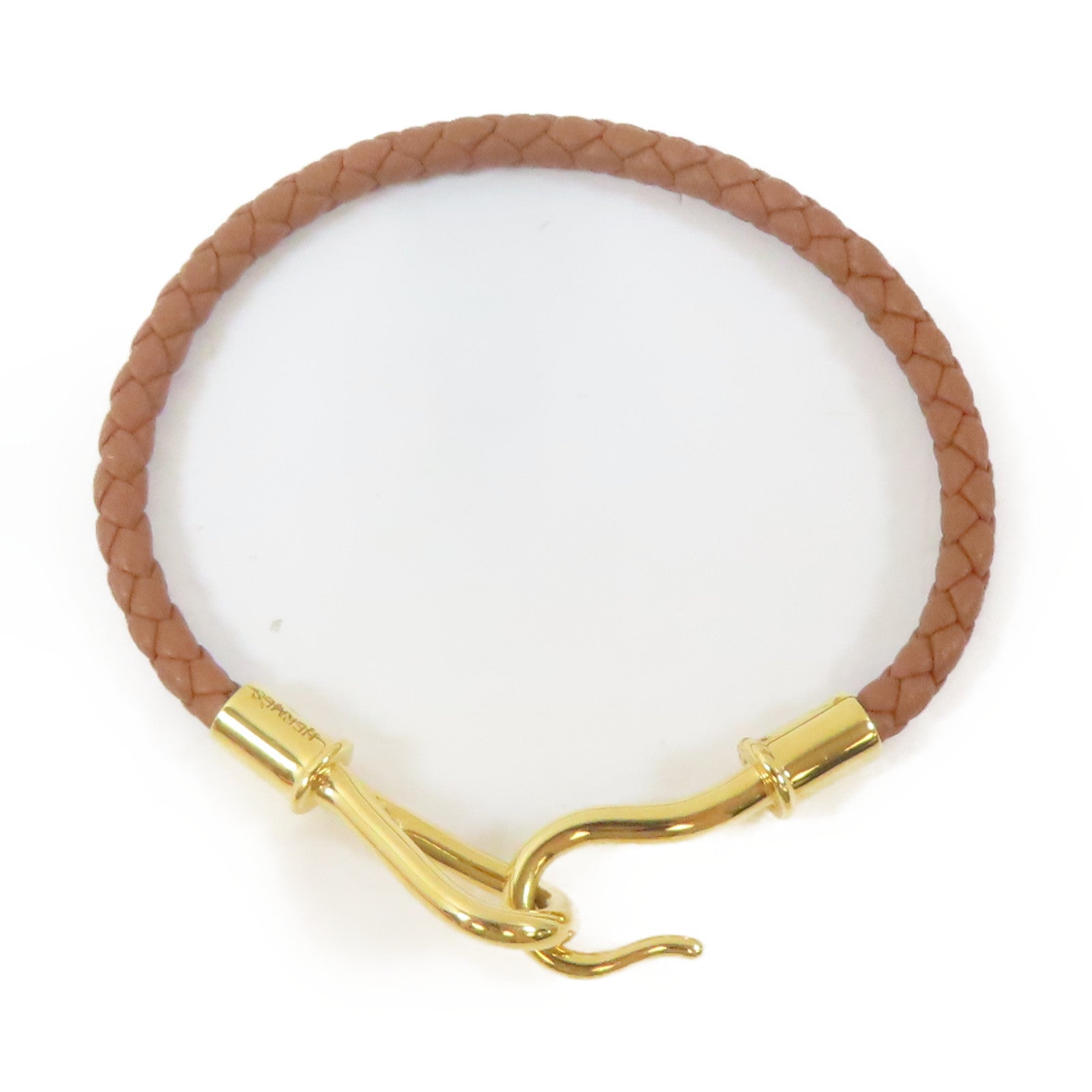 HERMES 皮革Jumbo H Bracelet金扣手鐲Gold/金色/經典駝色#14.5cm