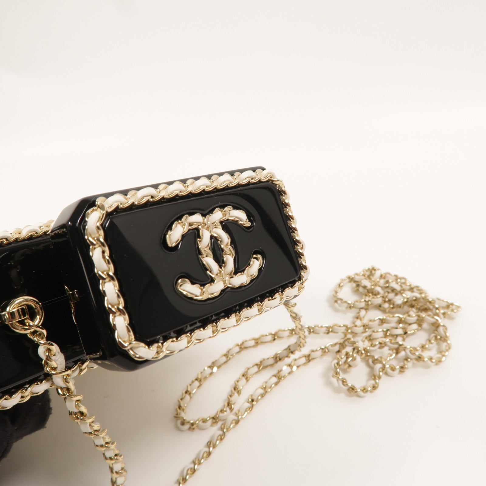 CHANEL 羊皮皮革PVC Chain Shoulder鏈帶肩背袋