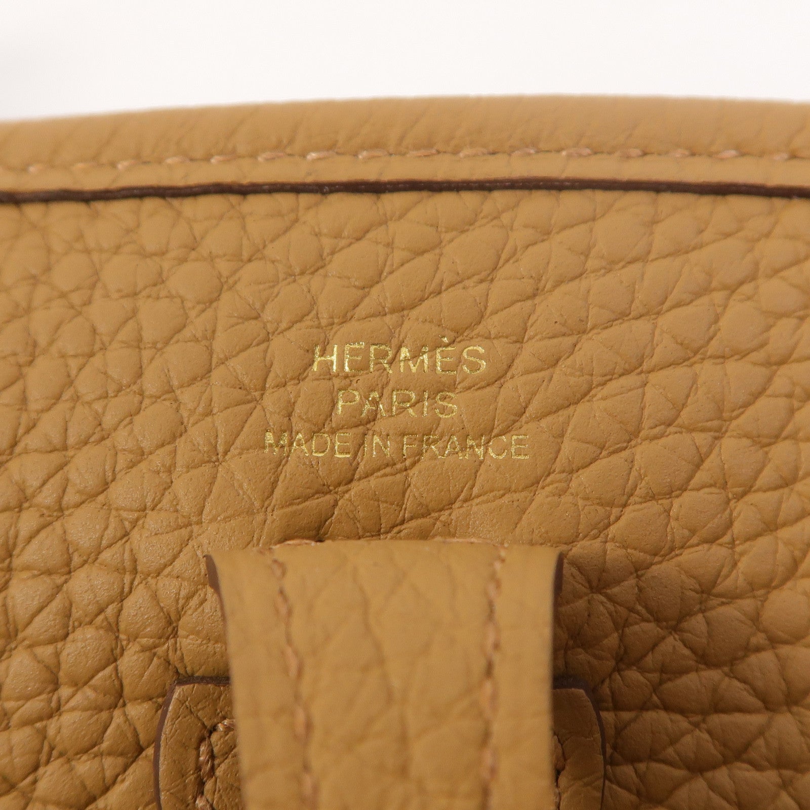HERMES Clemence皮革Evelyne TPM肩背袋Biscuit