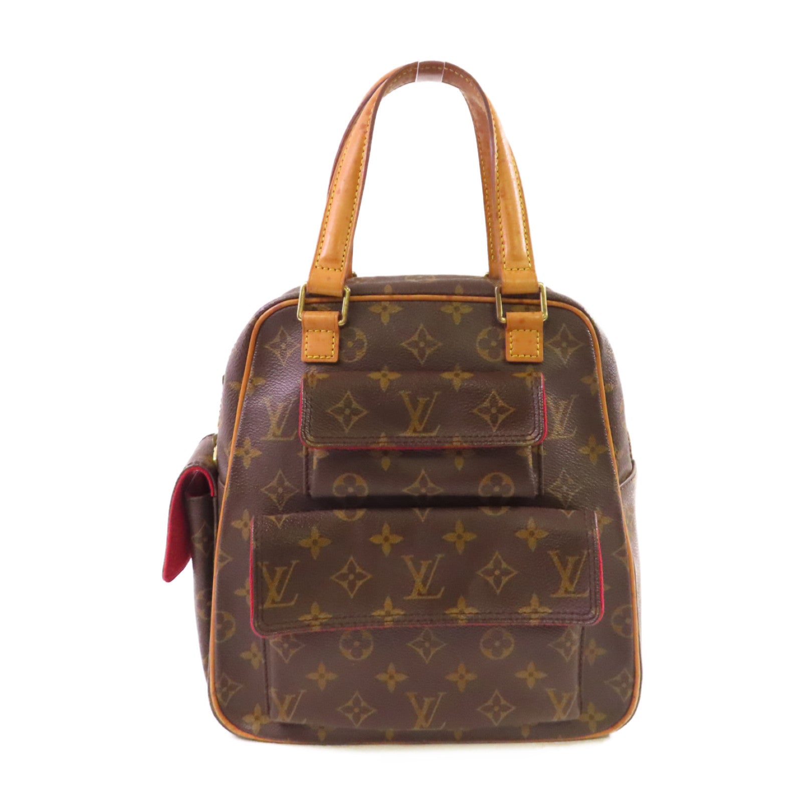 LOUIS VUITTON Monogram Excentri-cite Hand Bag金扣手挽袋啡色/紅色