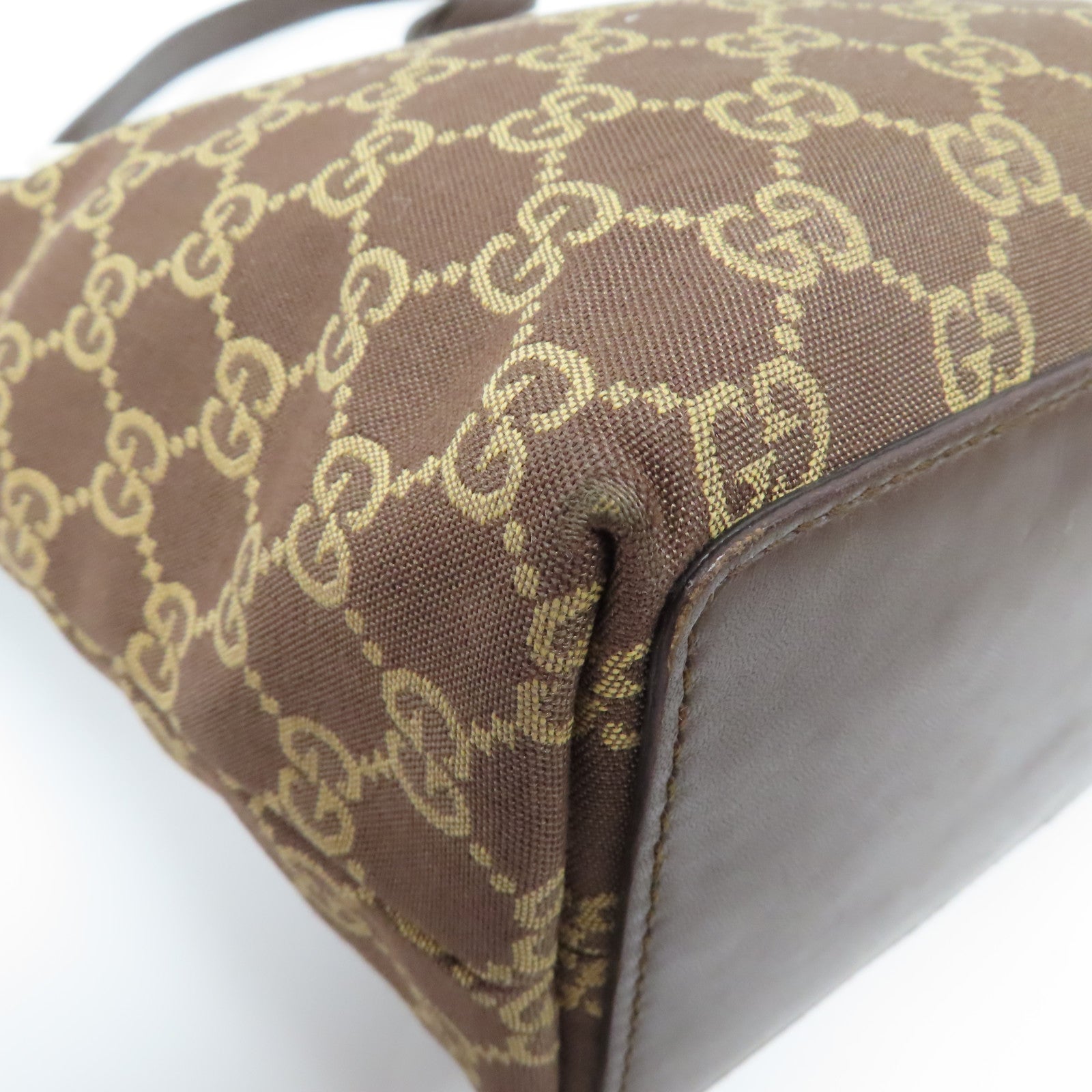 GUCCI 帆布Hand Bag金扣手挽袋啡色