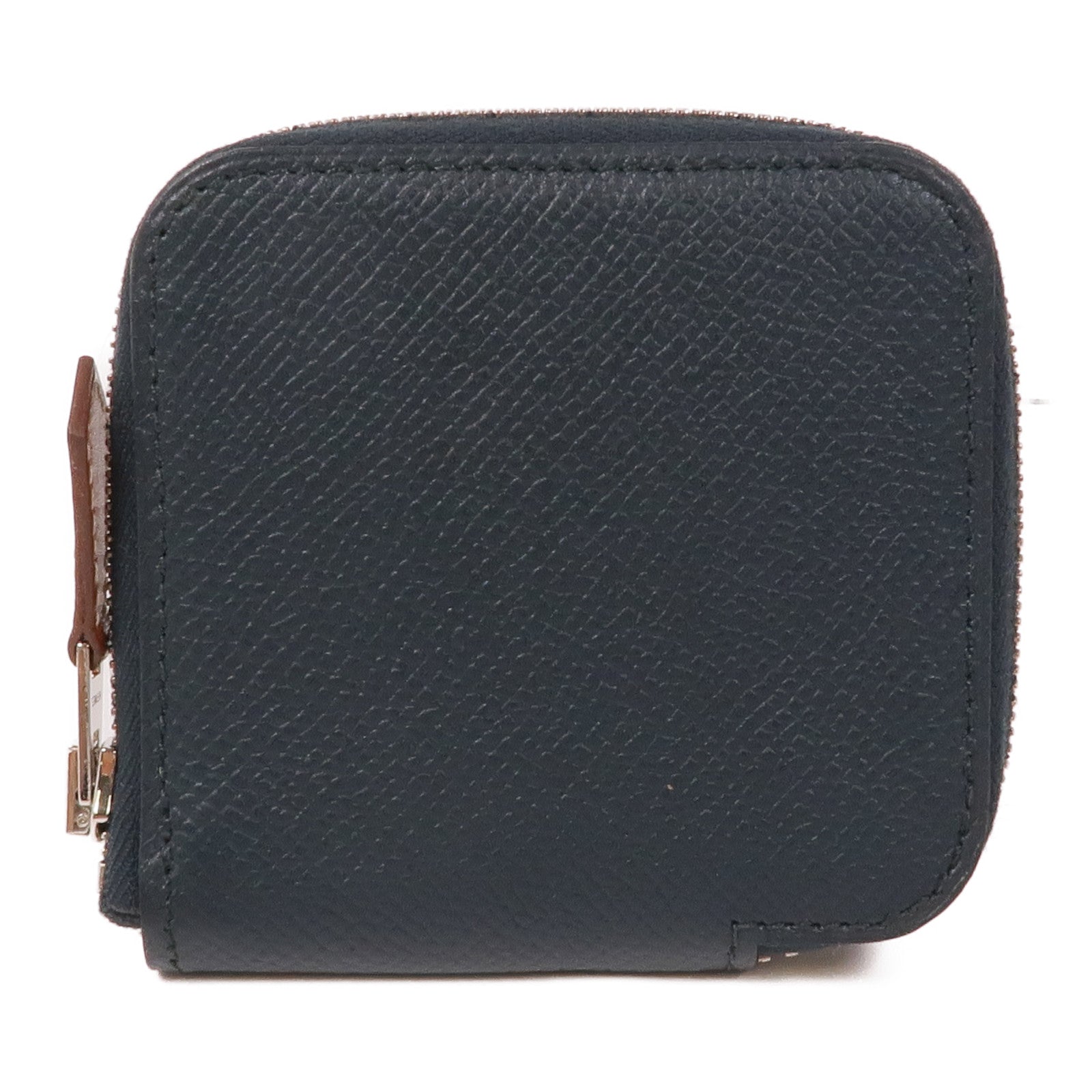 HERMES Epsom皮革Silk'In Change Purse銀扣零錢包Vert Fonce