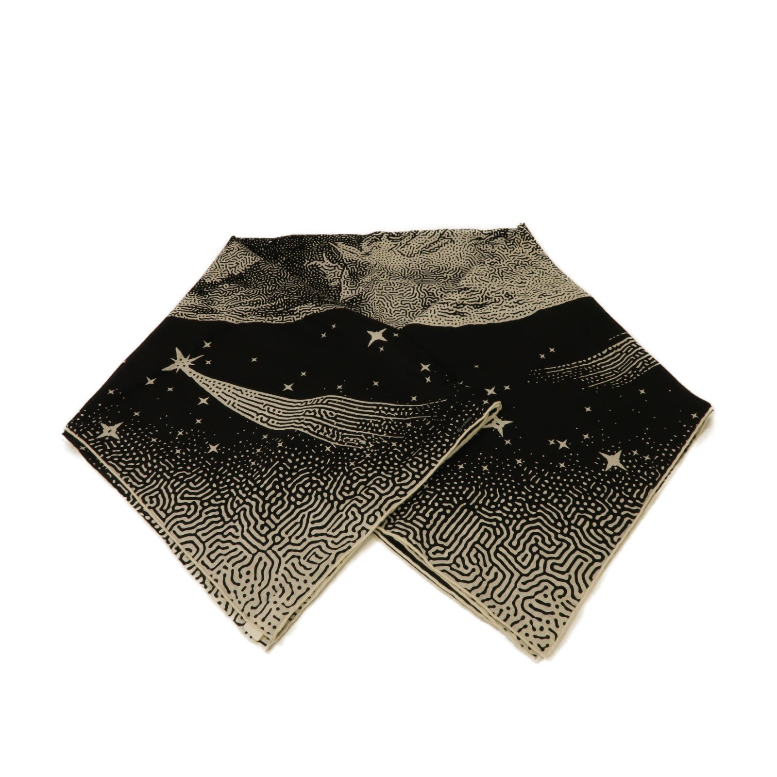 HERMES Cashmere Scarf圍巾黒色/白色