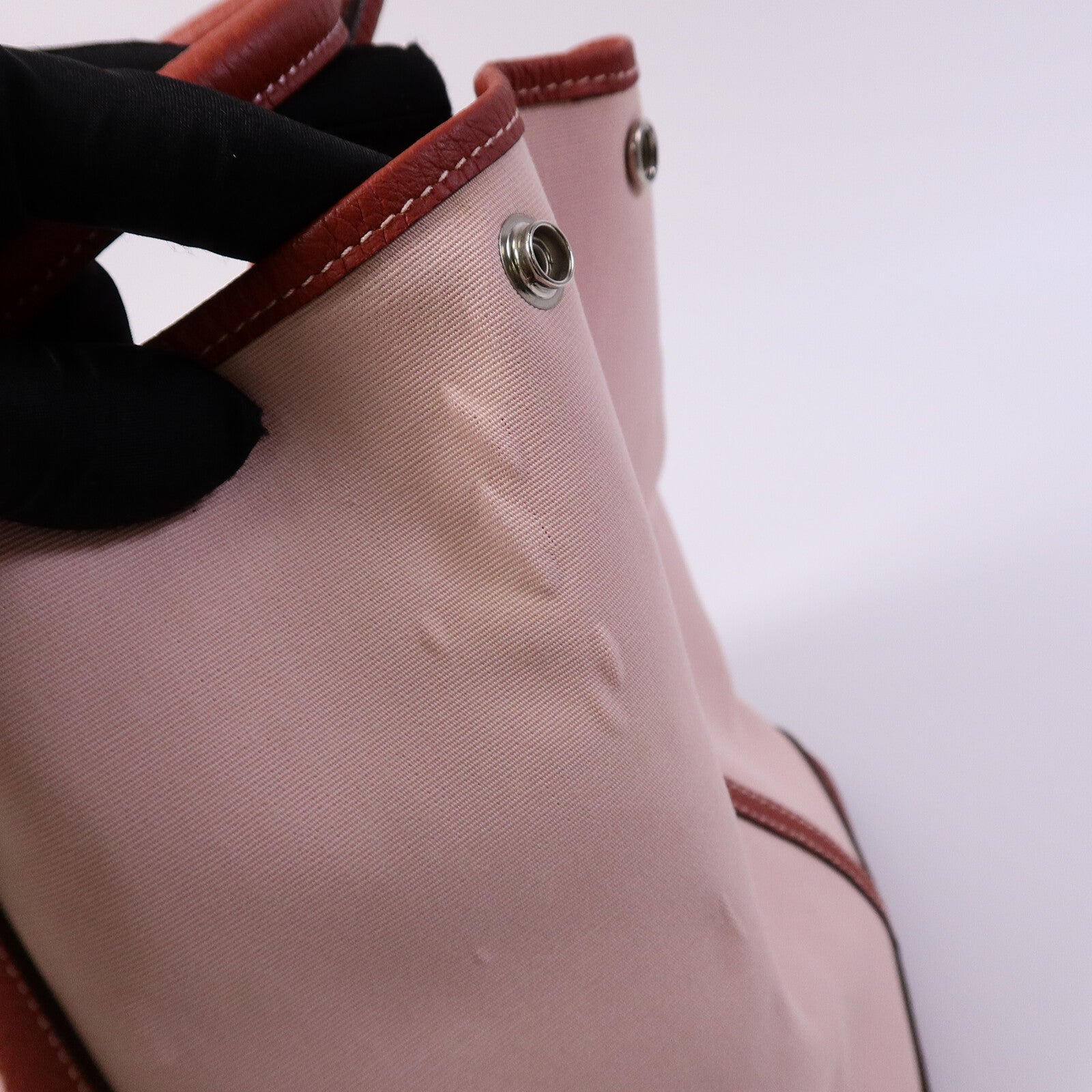 HERMES Canvas Garden Party PM手挽袋Rose Sakura/Rouge Du