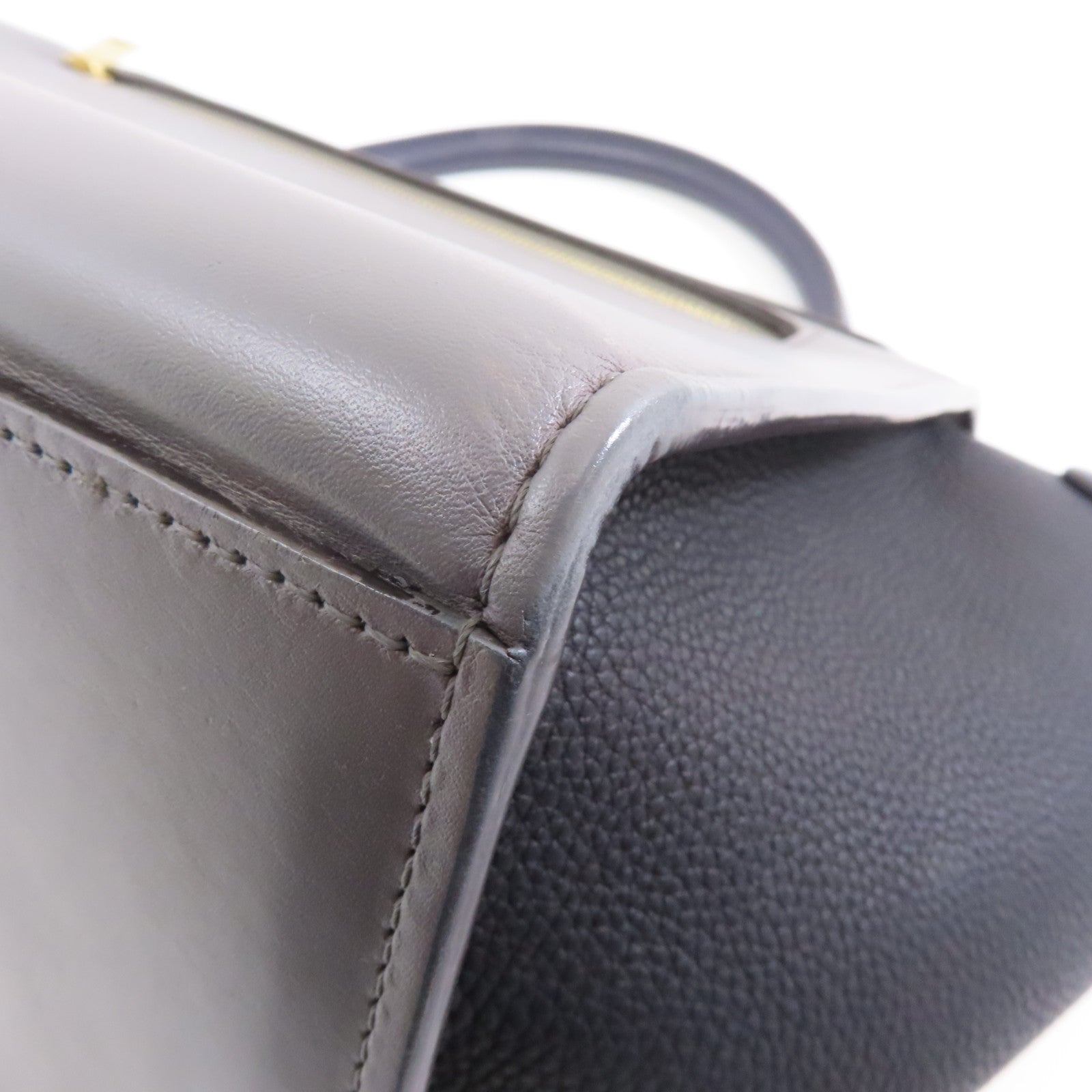 CELINE 牛皮皮革Trapeze金扣手挽肩背兩用袋藍色/黑色/灰色