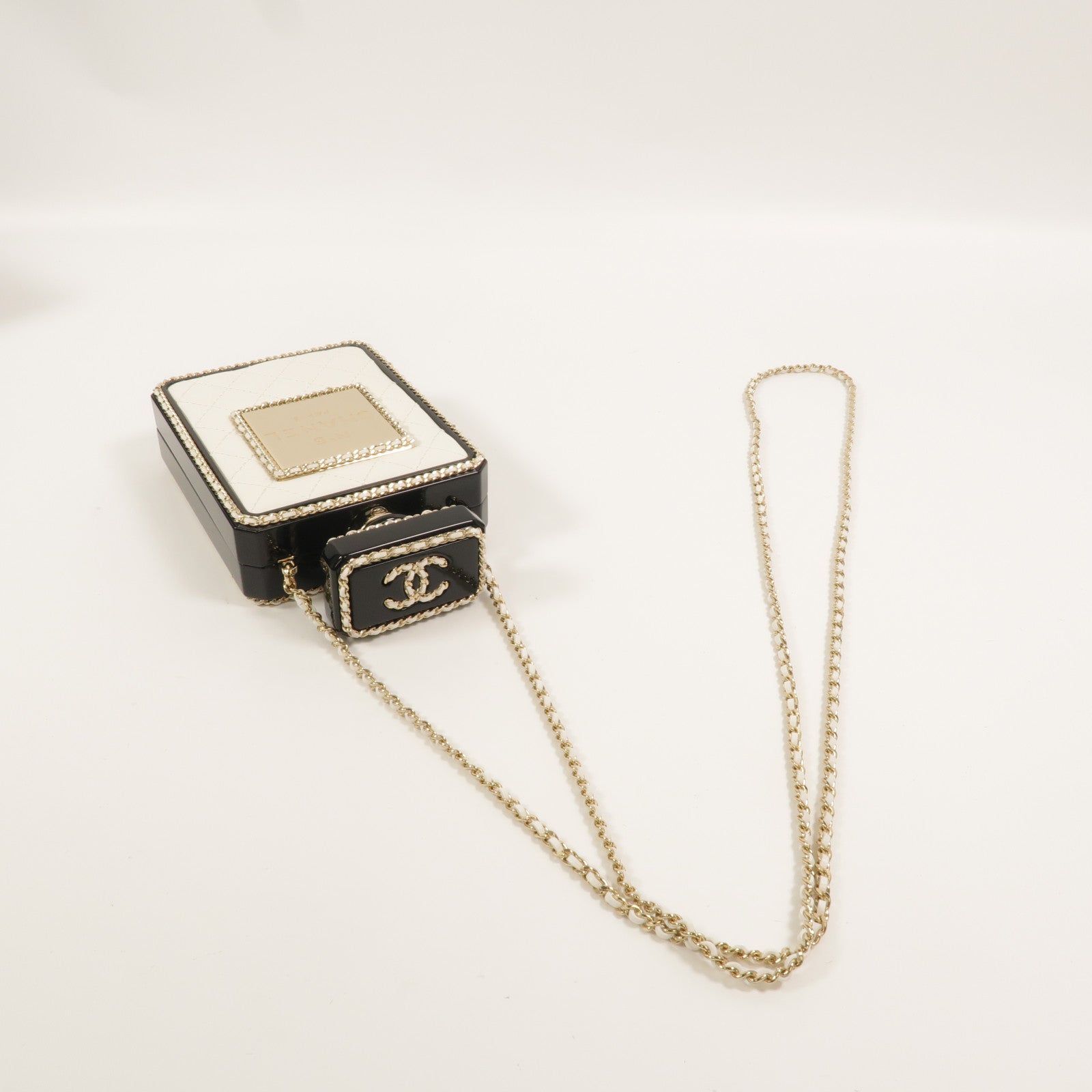 CHANEL 羊皮皮革PVC Chain Shoulder鏈帶肩背袋