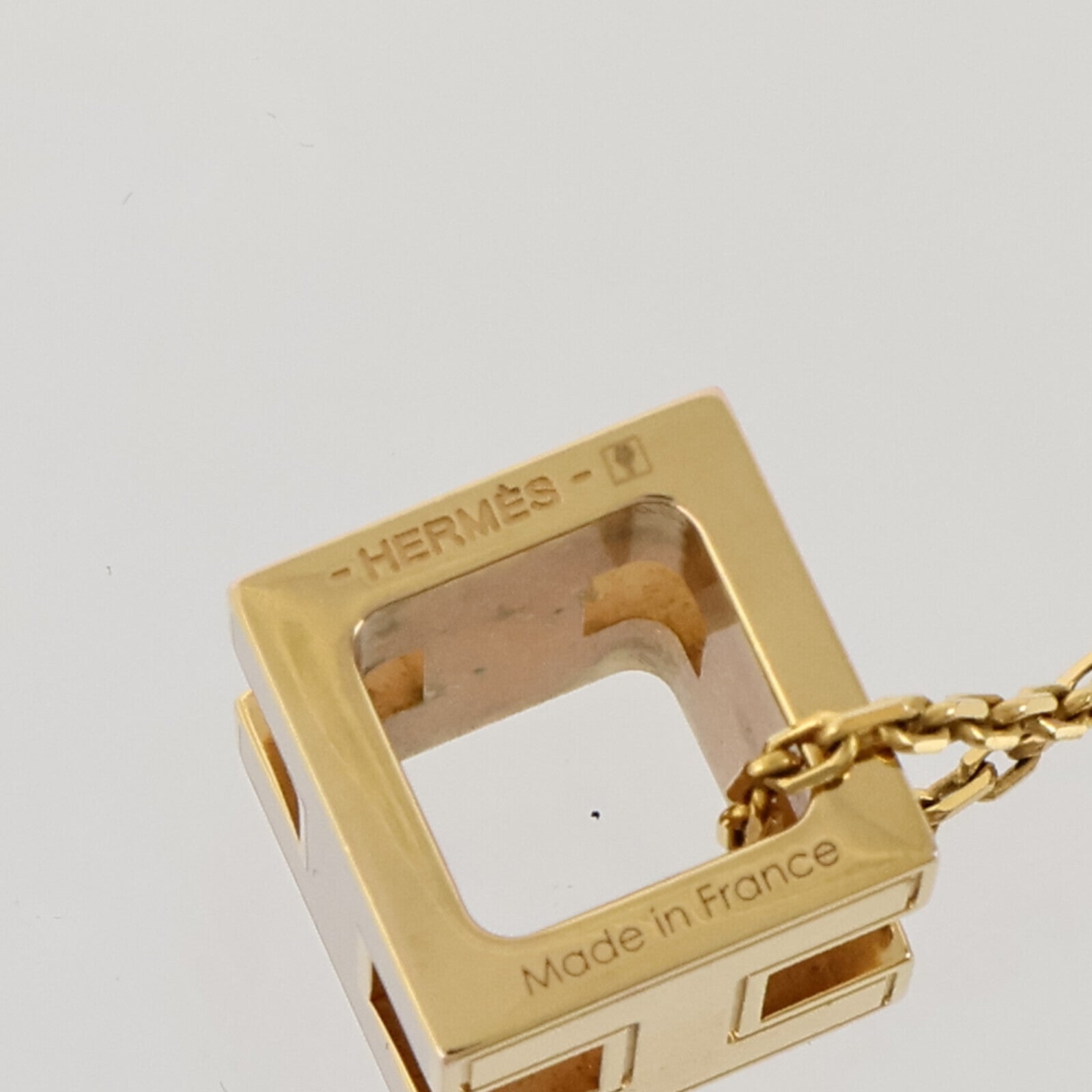 HERMES 金屬/琺瑯Cube d'H項鏈Etoupe