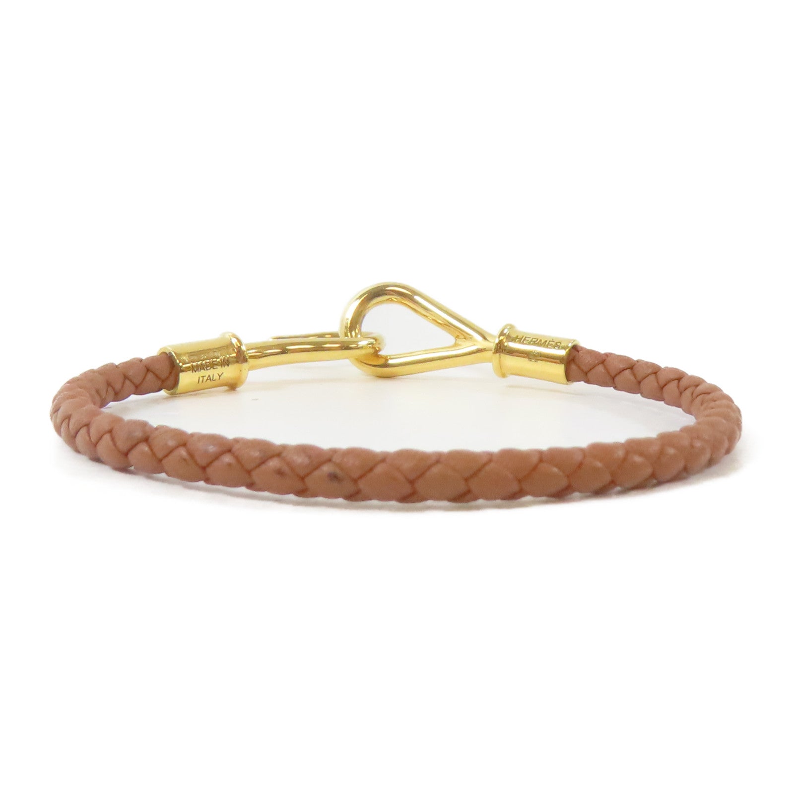 HERMES 皮革Jumbo H Bracelet金扣手鐲Gold/金色/經典駝色#14.5cm