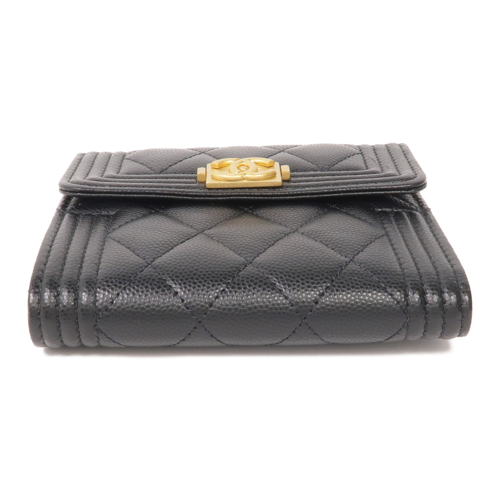 CHANEL 牛皮皮革Boy Wallet金扣錢包