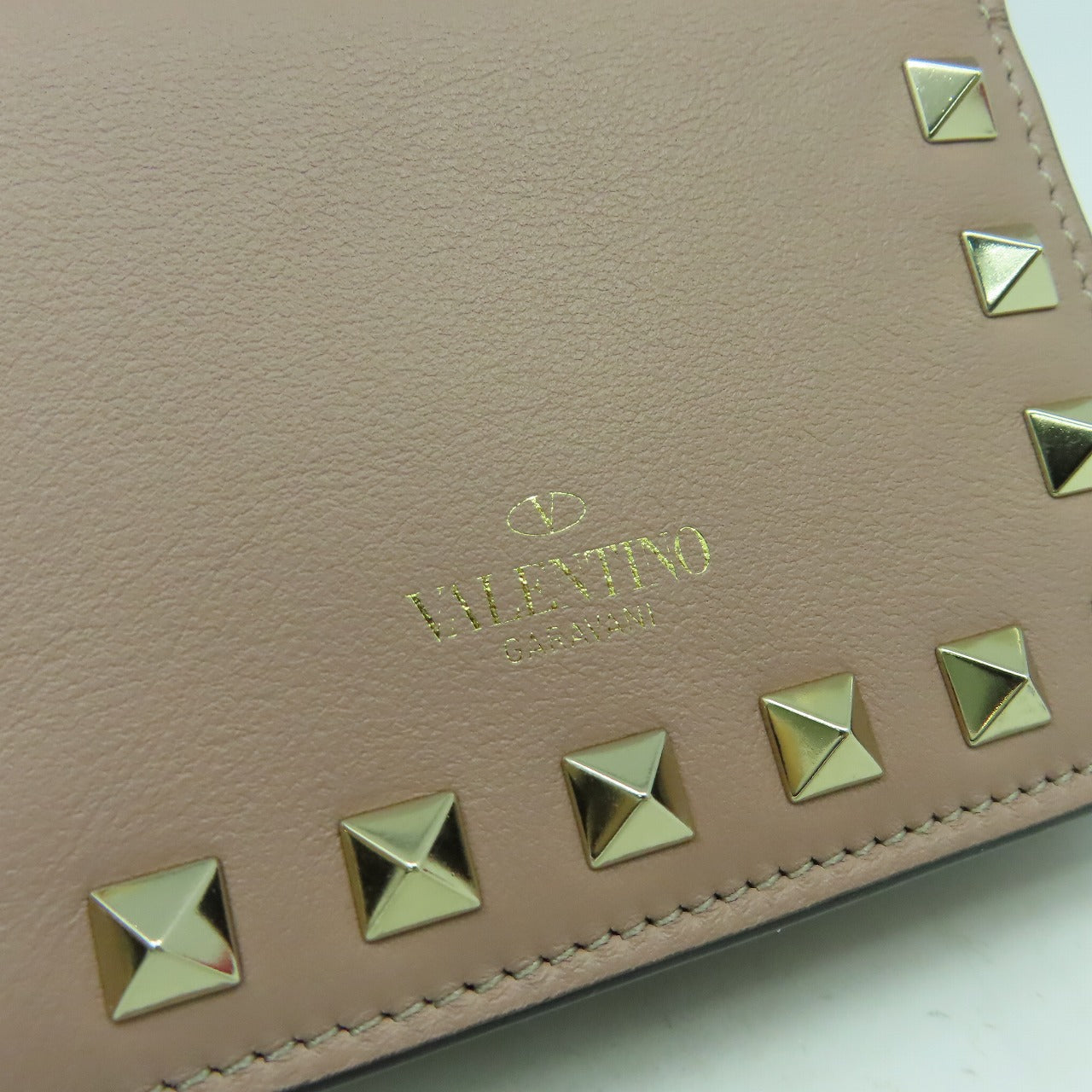 Valentino 【激減優惠】牛皮皮革Wallet金扣錢包暗粉紅色