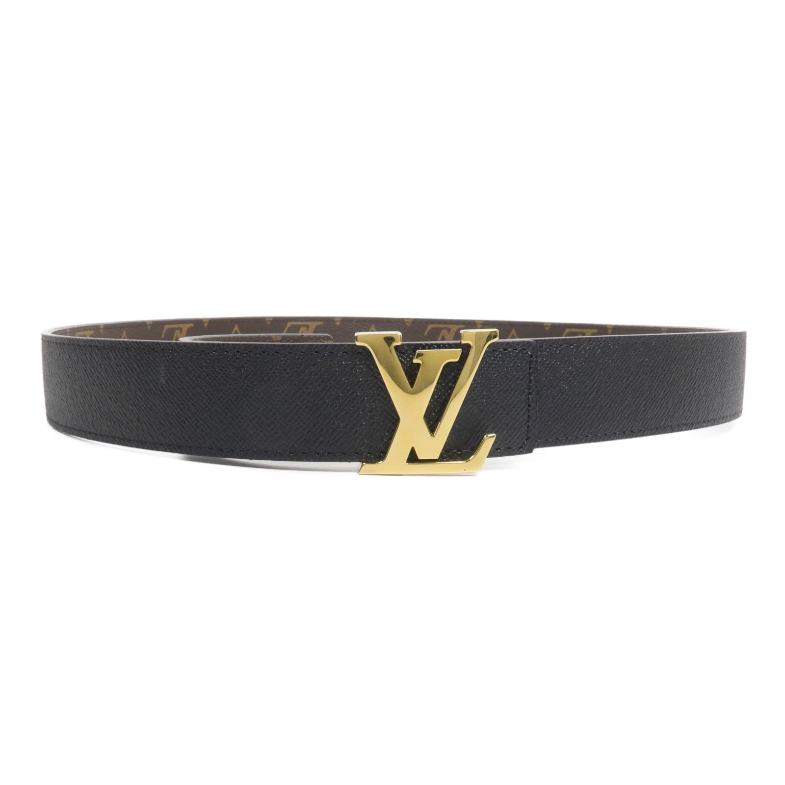 LOUIS VUITTON Monogram/牛皮皮革LV Initiales Reversible Belt 90cm皮帶